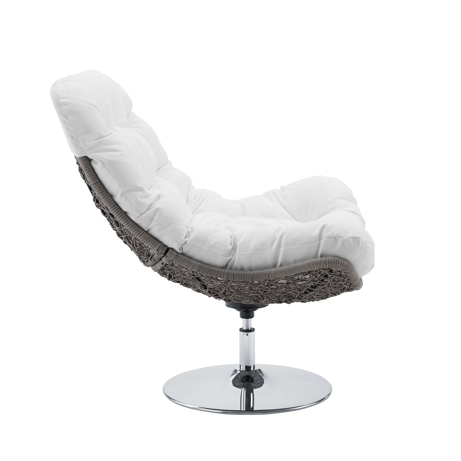 Modway Outdoor Chairs - Brighton Wicker Rattan Outdoor Patio Swivel Lounge Chair Light Gray White