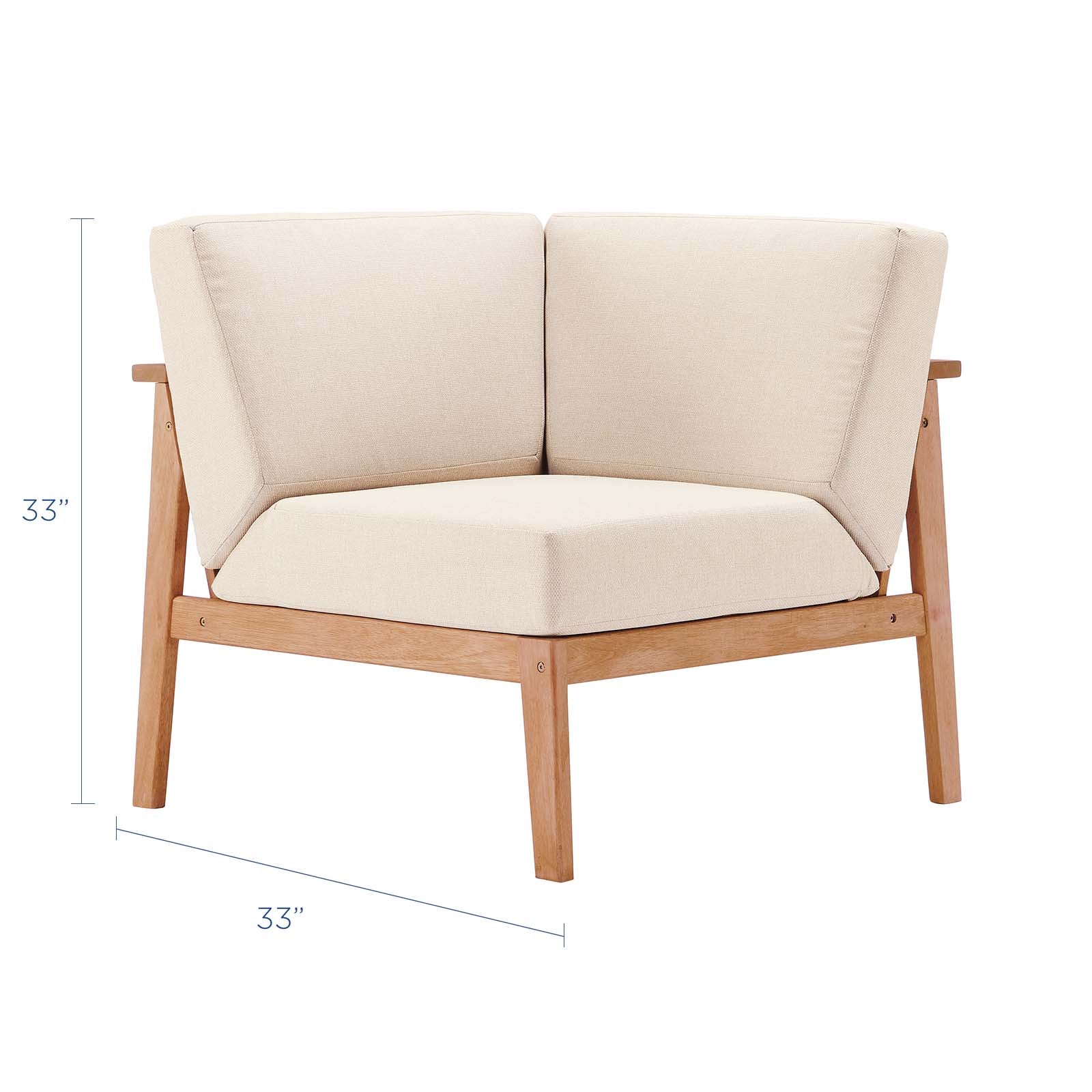 Modway Outdoor Chairs - Sedona Outdoor Patio Eucalyptus Wood Sectional Sofa Corner Chair Natural Taupe