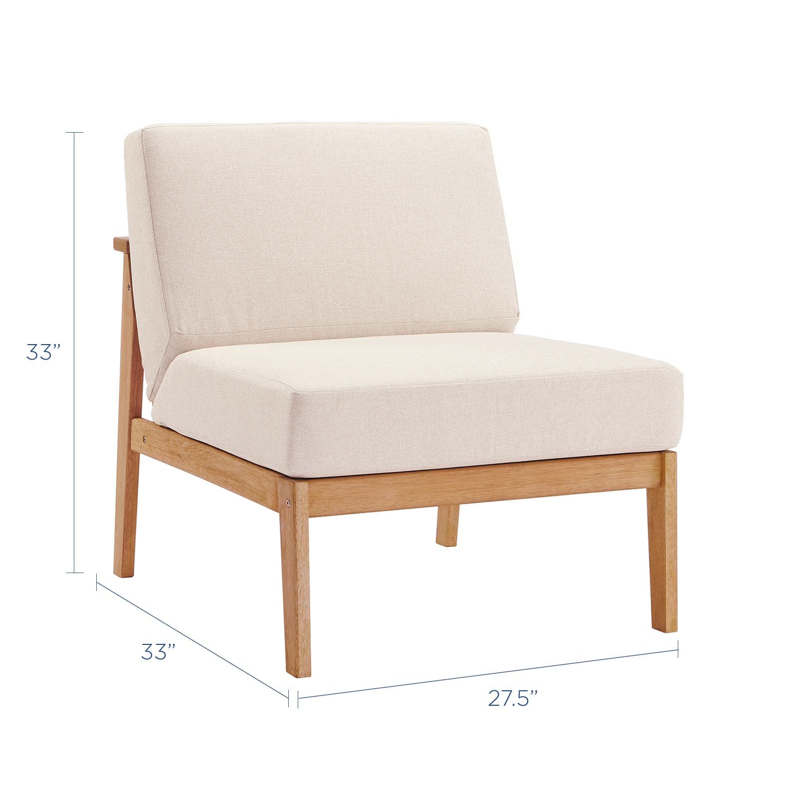 Modway Outdoor Chairs - Sedona Outdoor Patio Eucalyptus Wood Sectional Sofa Armless Chair Natural Taupe