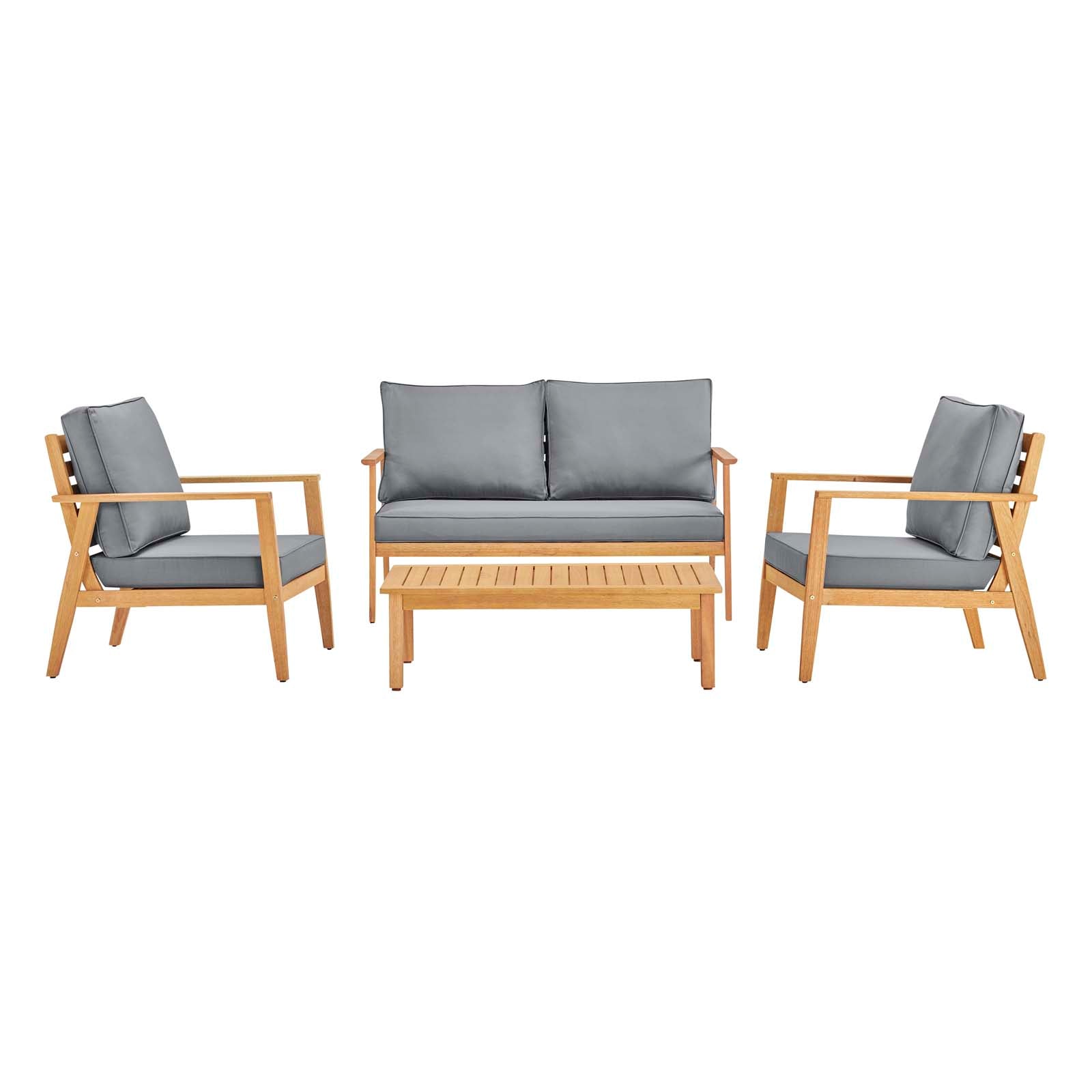 Modway Outdoor Conversation Sets - Syracuse Outdoor Patio 4 Piece Set Natural & Gray