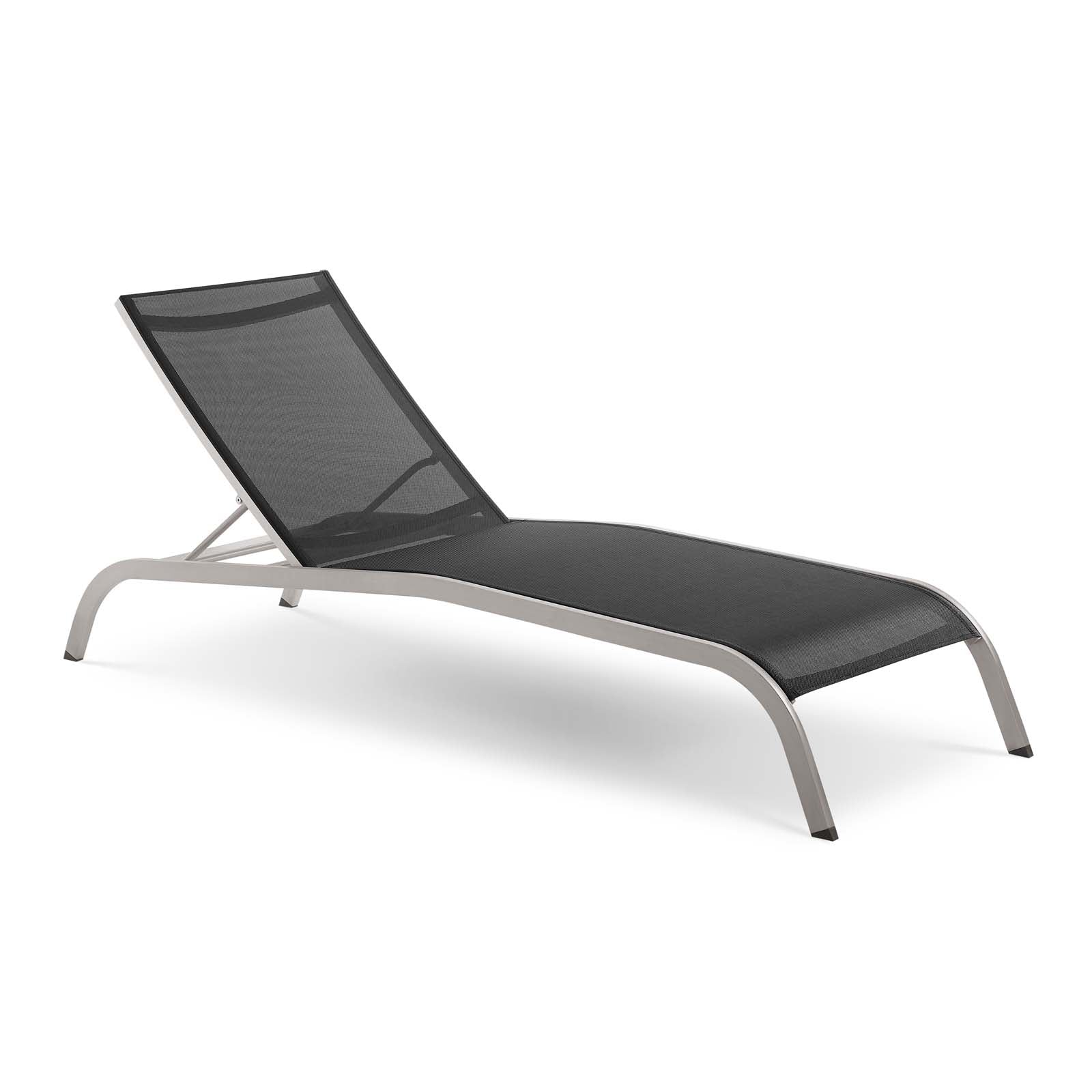Modway Outdoor Loungers - Savannah Mesh Chaise Outdoor Patio Aluminum Lounge Chair Black