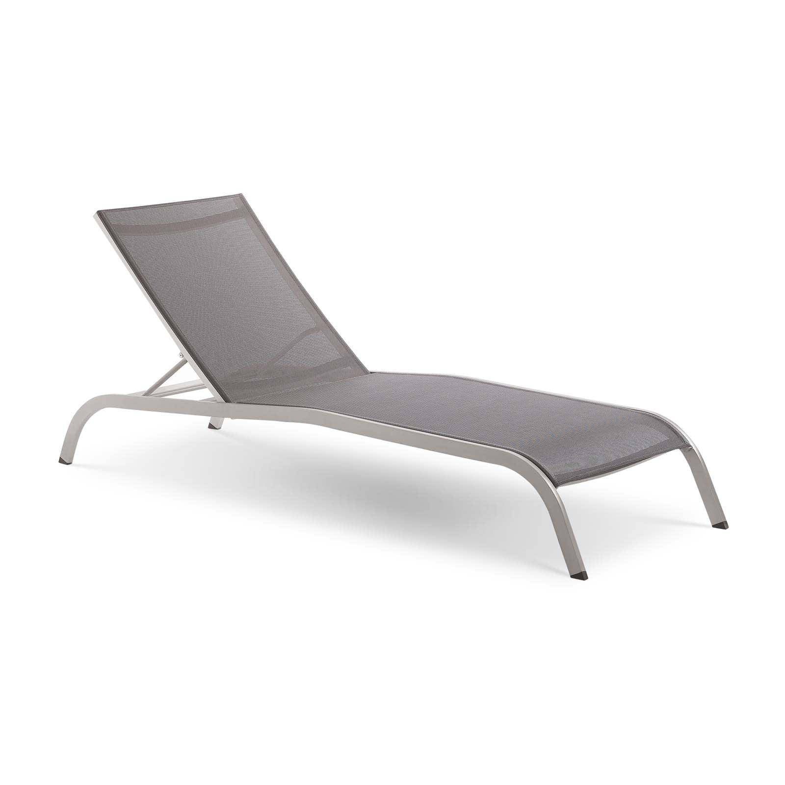 Modway Outdoor Loungers - Savannah Mesh Chaise Outdoor Patio Aluminum Lounge Chair Gray