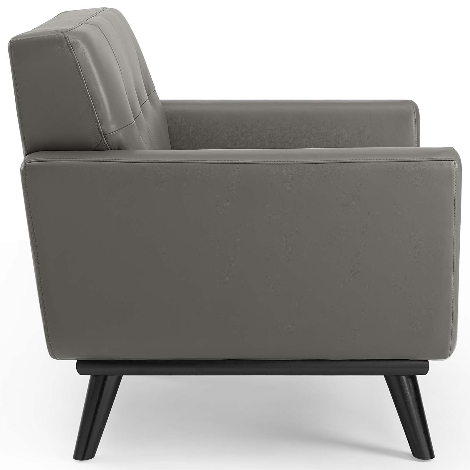 Modway Accent Chairs - Engage Top-Grain Leather Living Room Lounge Accent Armchair Gray