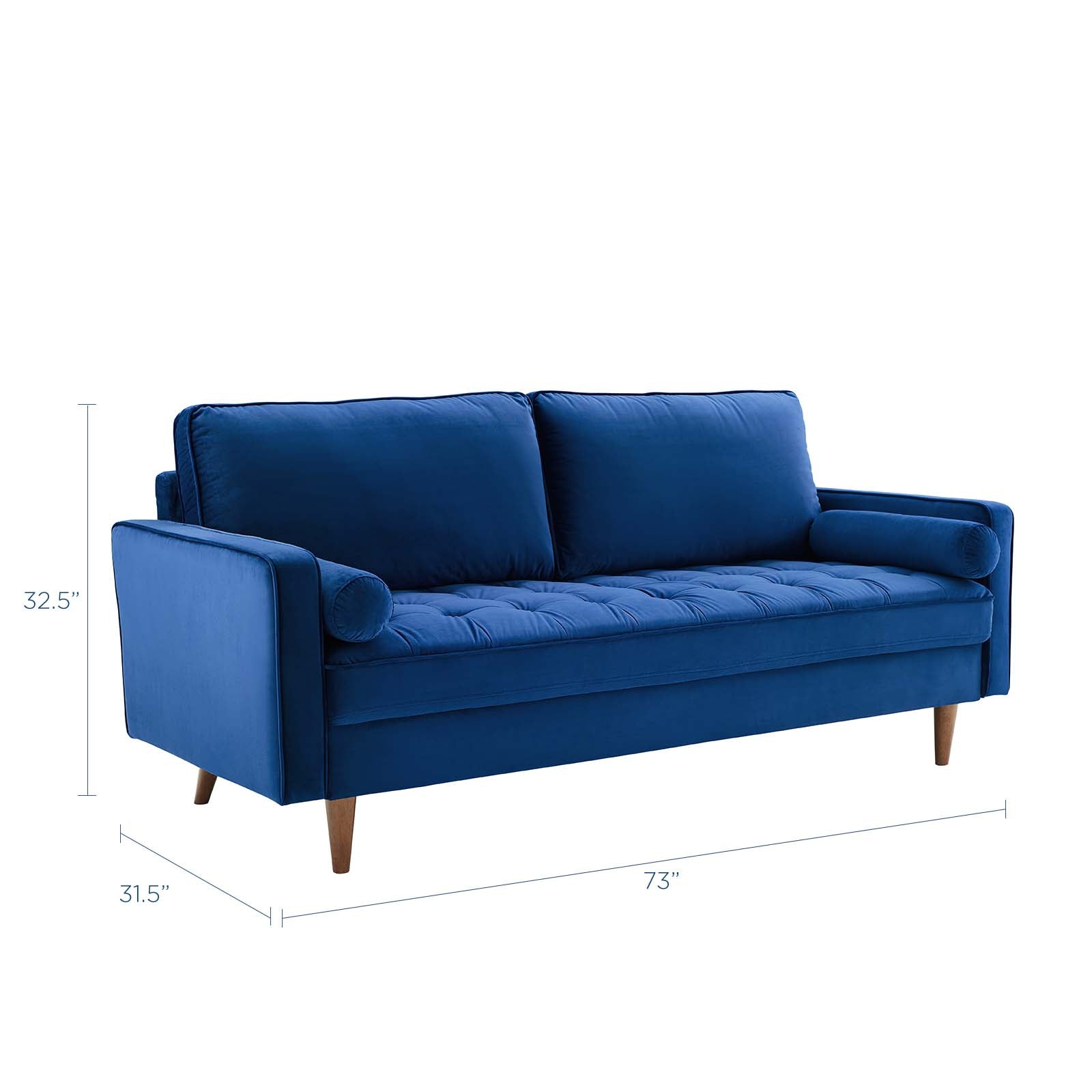 Modway Sofas & Couches - Valour Performance Velvet Sofa Navy