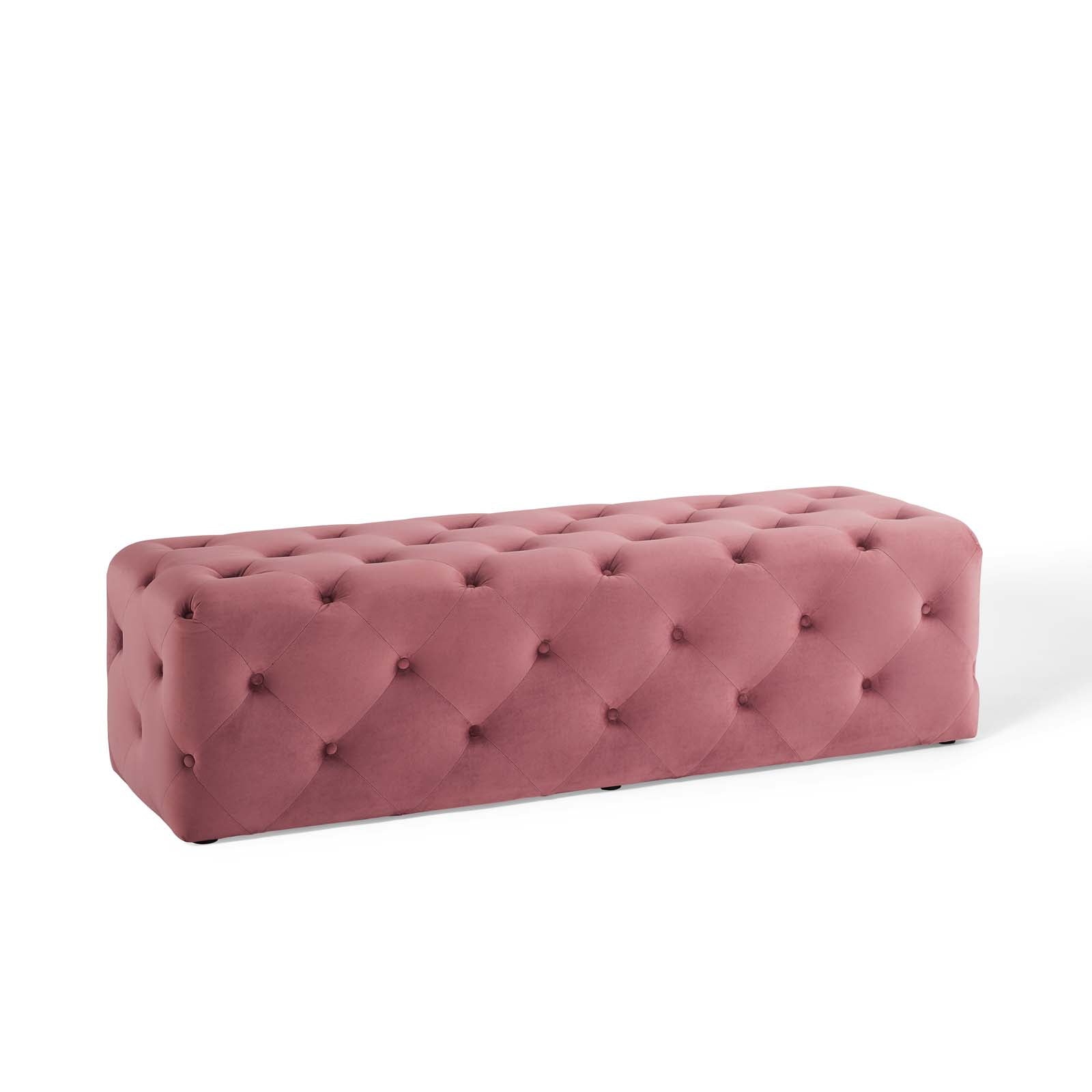 Modway Benches - Amour 60" Tufted Button Entryway Performance Velvet Bench Dusty Rose