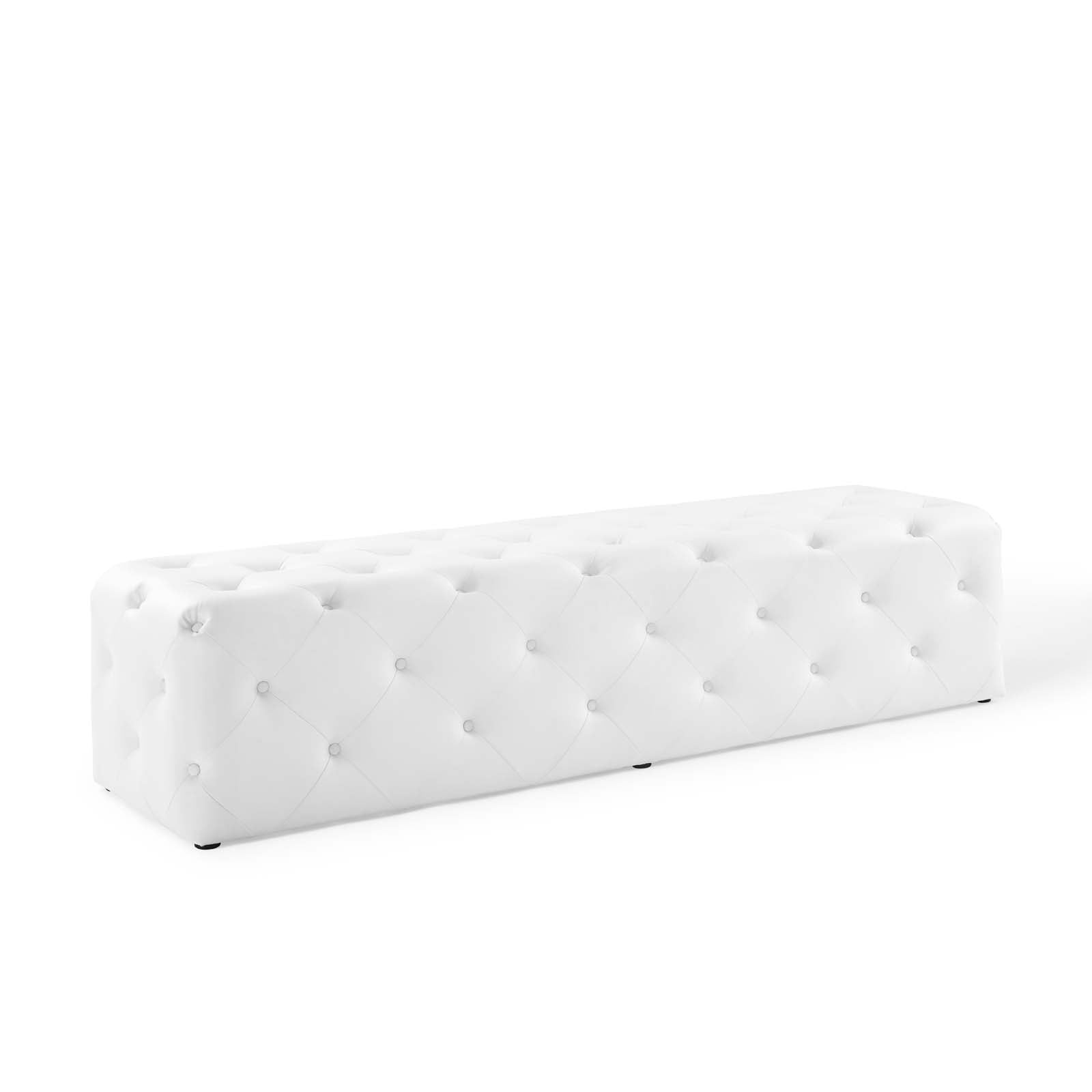Modway Benches - Amour 72" Tufted Button Entryway Faux Leather Bench White