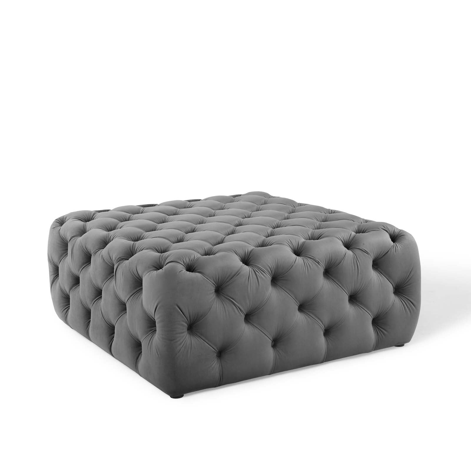 Shop Amour Tufted Button Large Square Performance Velvet Ottoman
