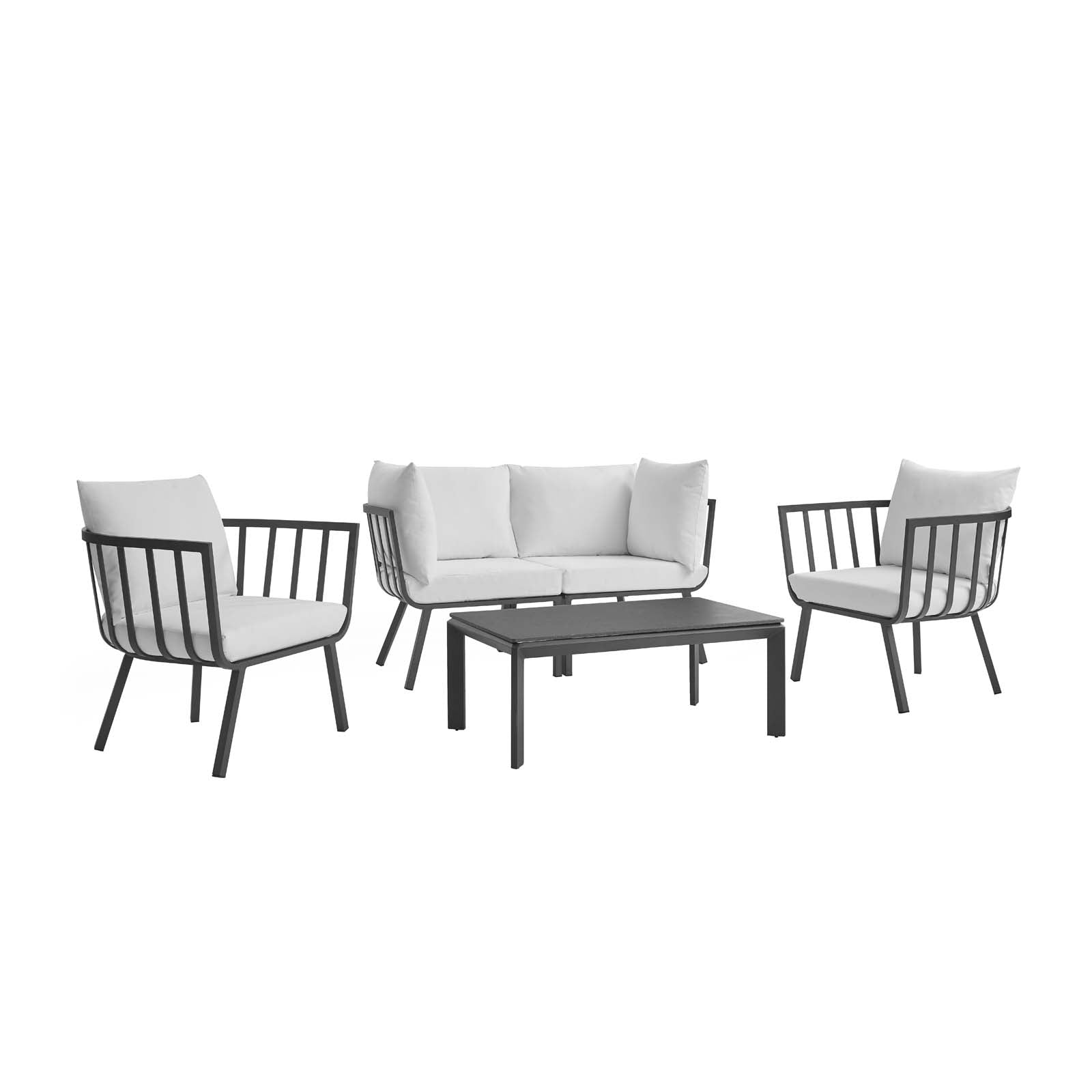 Modway Outdoor Conversation Sets - Riverside 5-Piece Outdoor Patio Set Gray & White