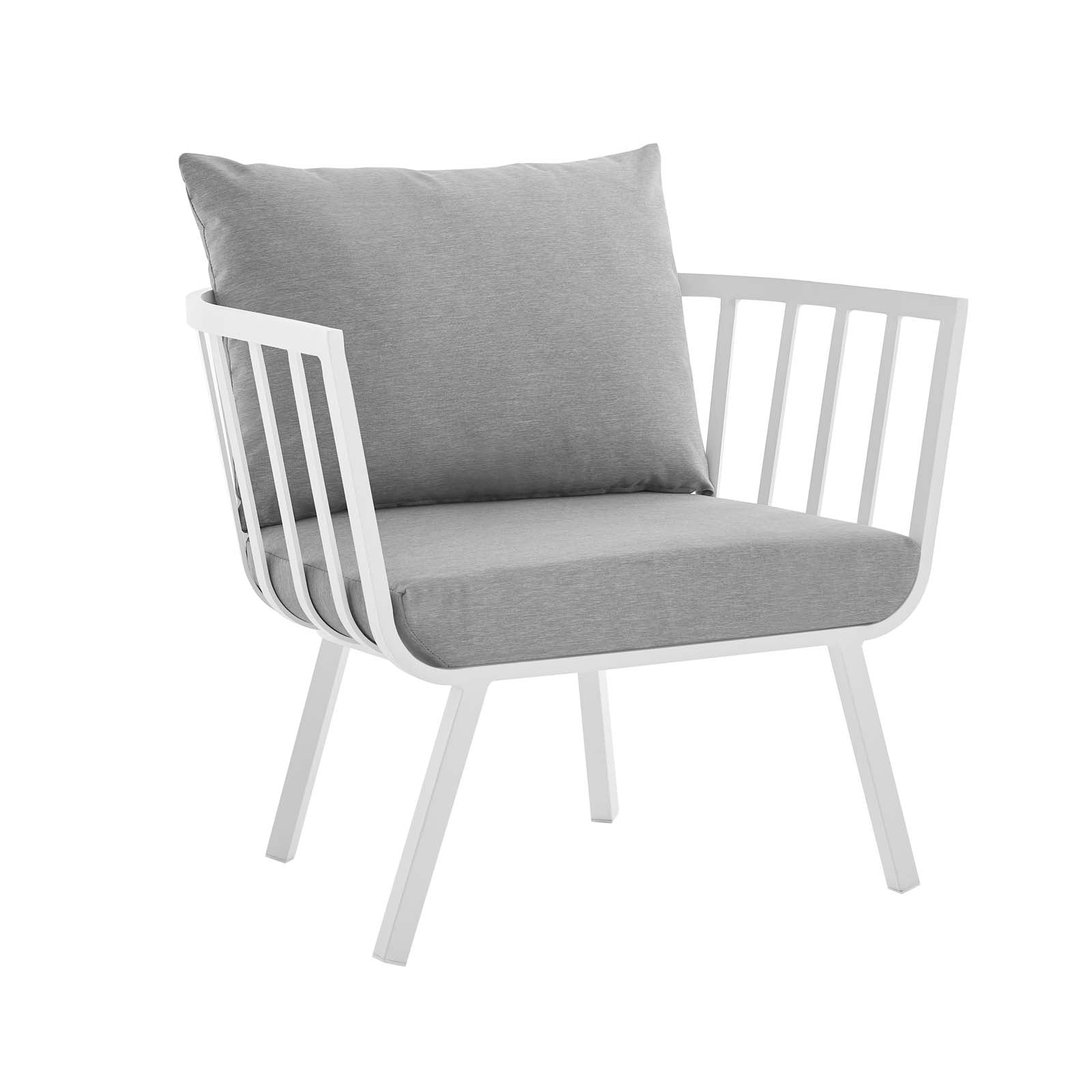Modway Outdoor Conversation Sets - Riverside 5 Piece Outdoor 116" W Patio Aluminum Set White Gray