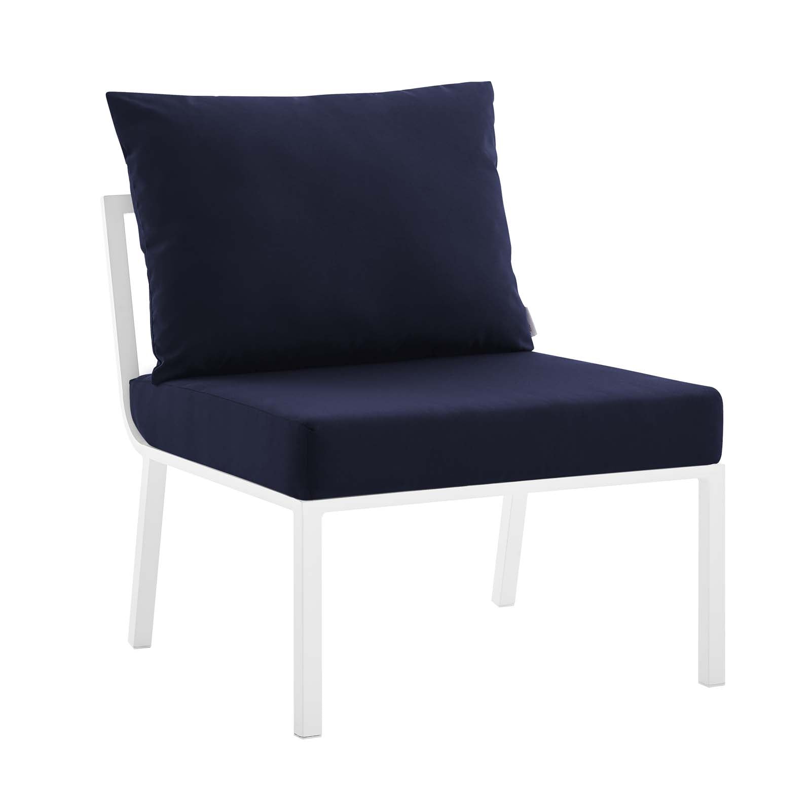 Modway Outdoor Conversation Sets - Riverside 5 Piece Outdoor Patio Aluminum Sectional White Navy
