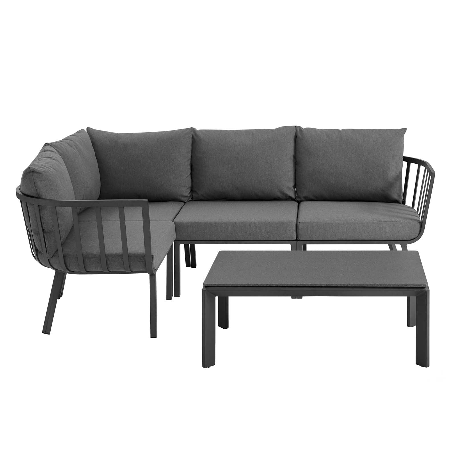 Modway Outdoor Conversation Sets - Riverside 5 Piece Outdoor Patio Aluminum Set - Gray Charcoal