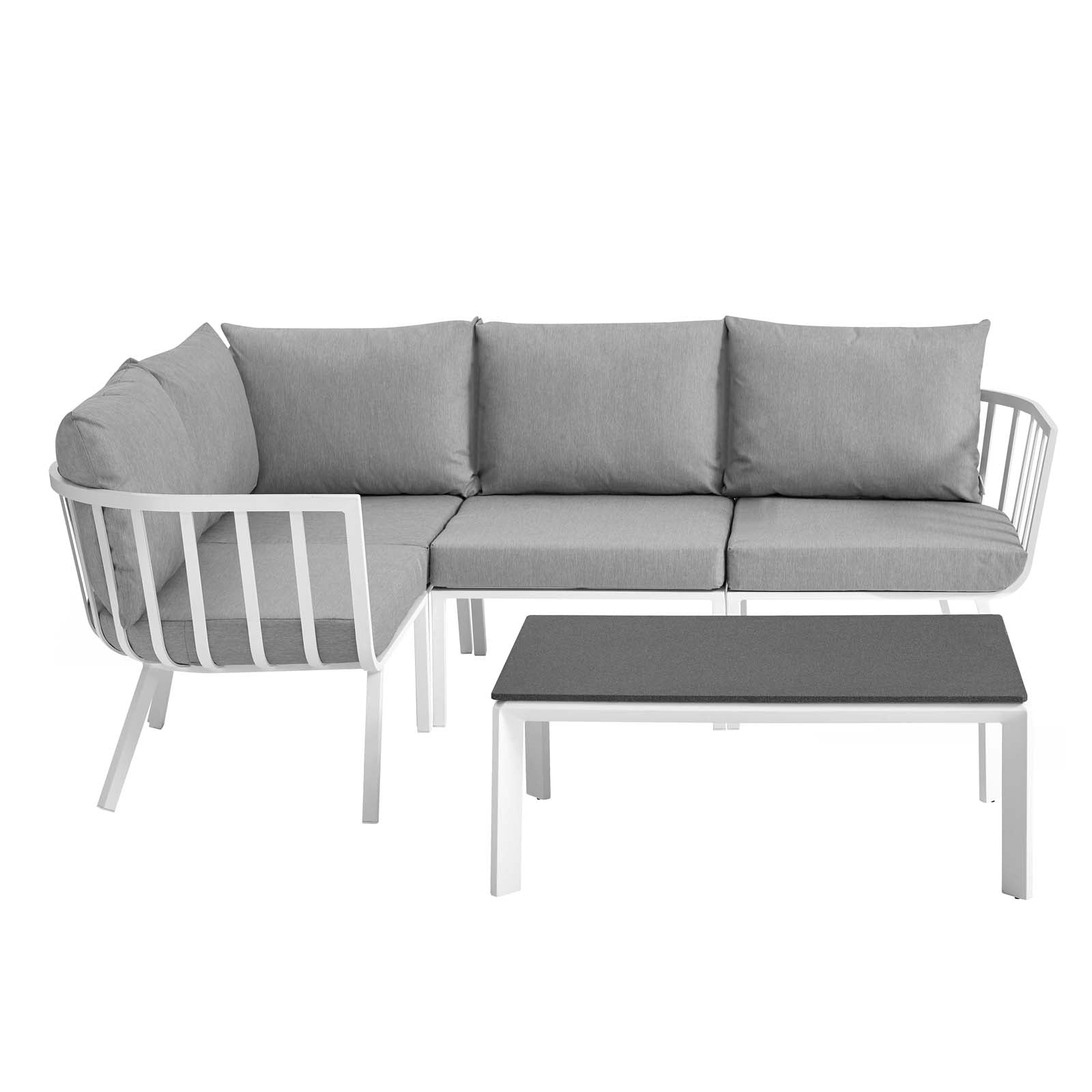 Modway Outdoor Conversation Sets - Riverside 5 Piece Outdoor Patio Set White Gray