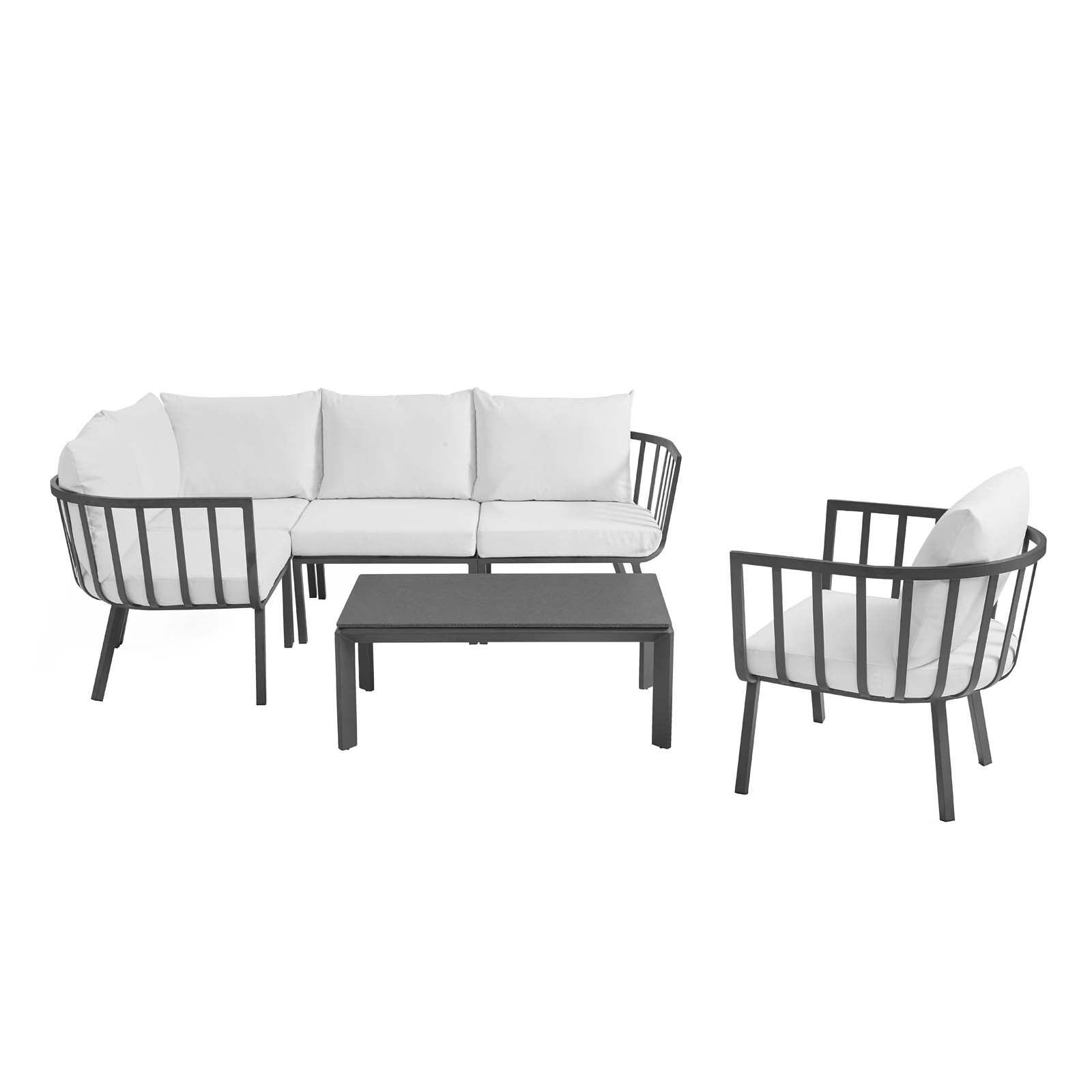 Modway Outdoor Conversation Sets - Riverside 6 Piece Outdoor Conversation Aluminum Set Gray White