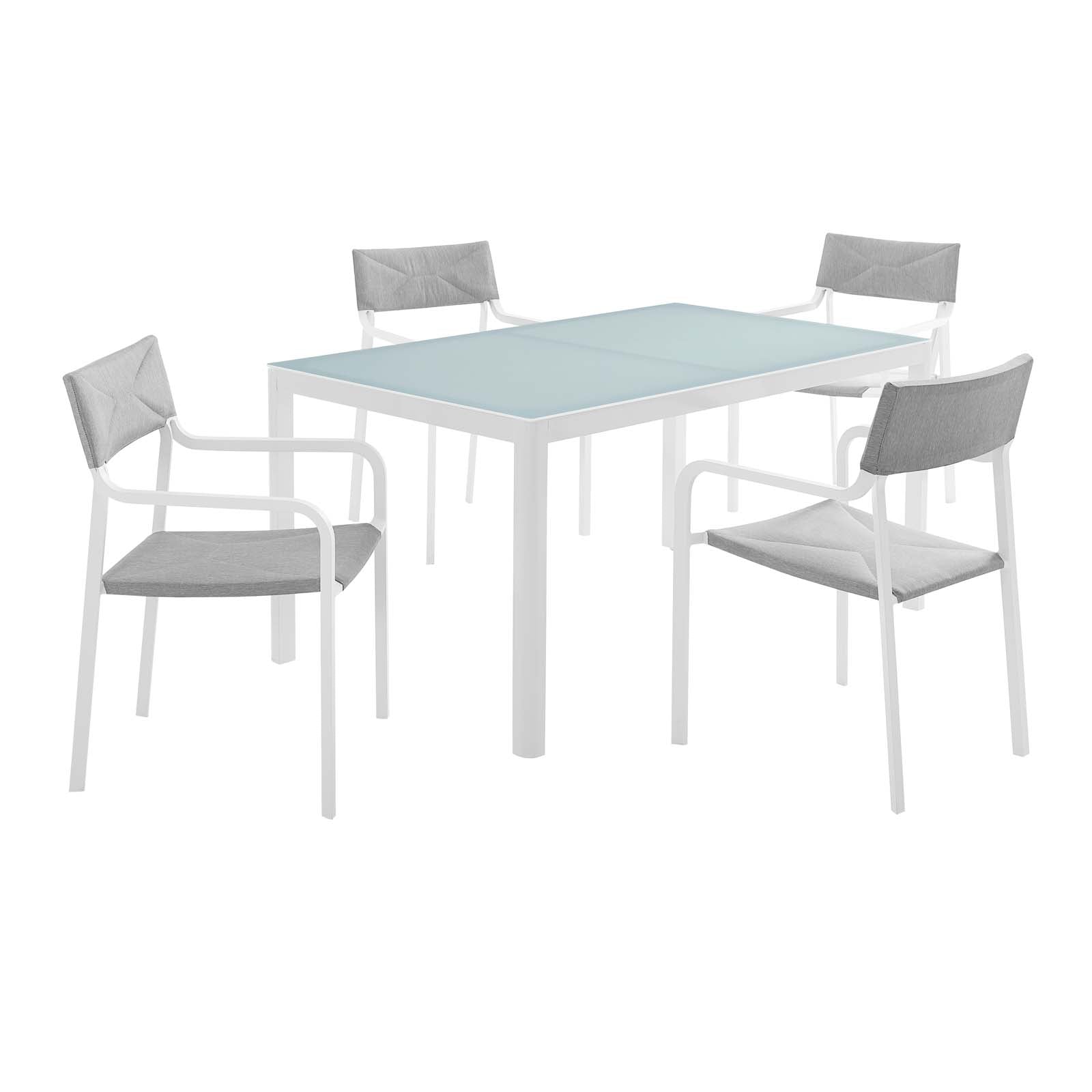Modway Outdoor Dining Sets - Raleigh 5 Piece Outdoor Patio Aluminum Dining Set White Gray