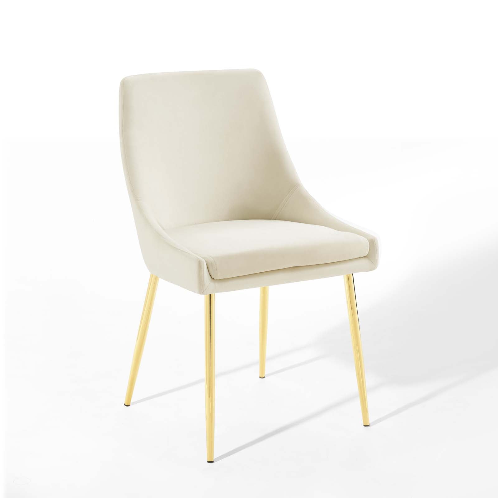 Modway Dining Chairs - Viscount Performance Velvet Dining Chairs - Set of 2 Gold Ivory