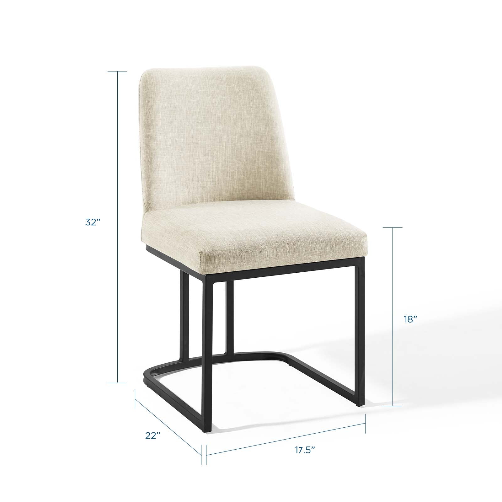 Modway Dining Chairs - Amplify Sled Base Upholstered Fabric Dining Side Chair Black Beige