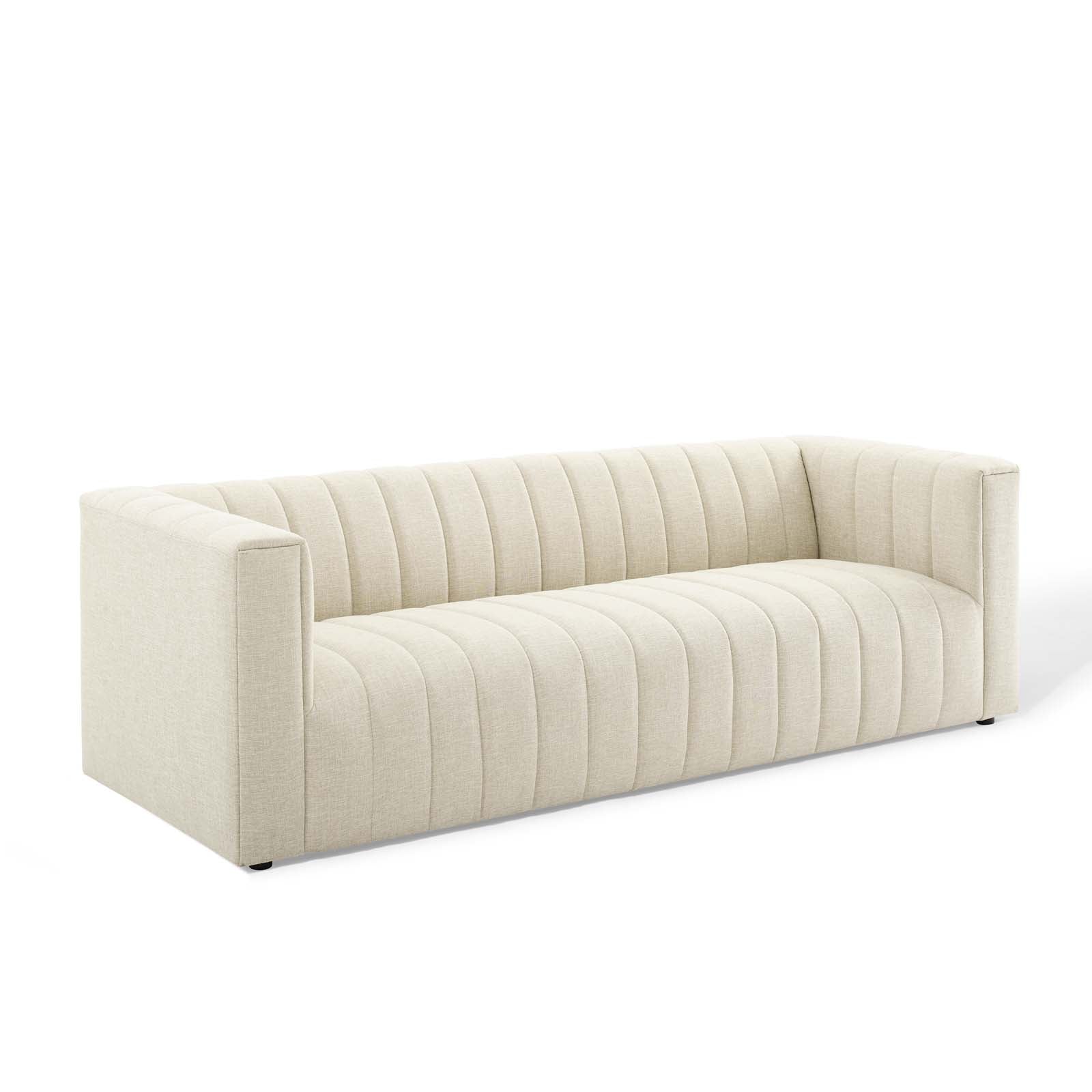 Modway Sofas & Couches - Reflection Channel Tufted Upholstered Fabric Sofa Beige