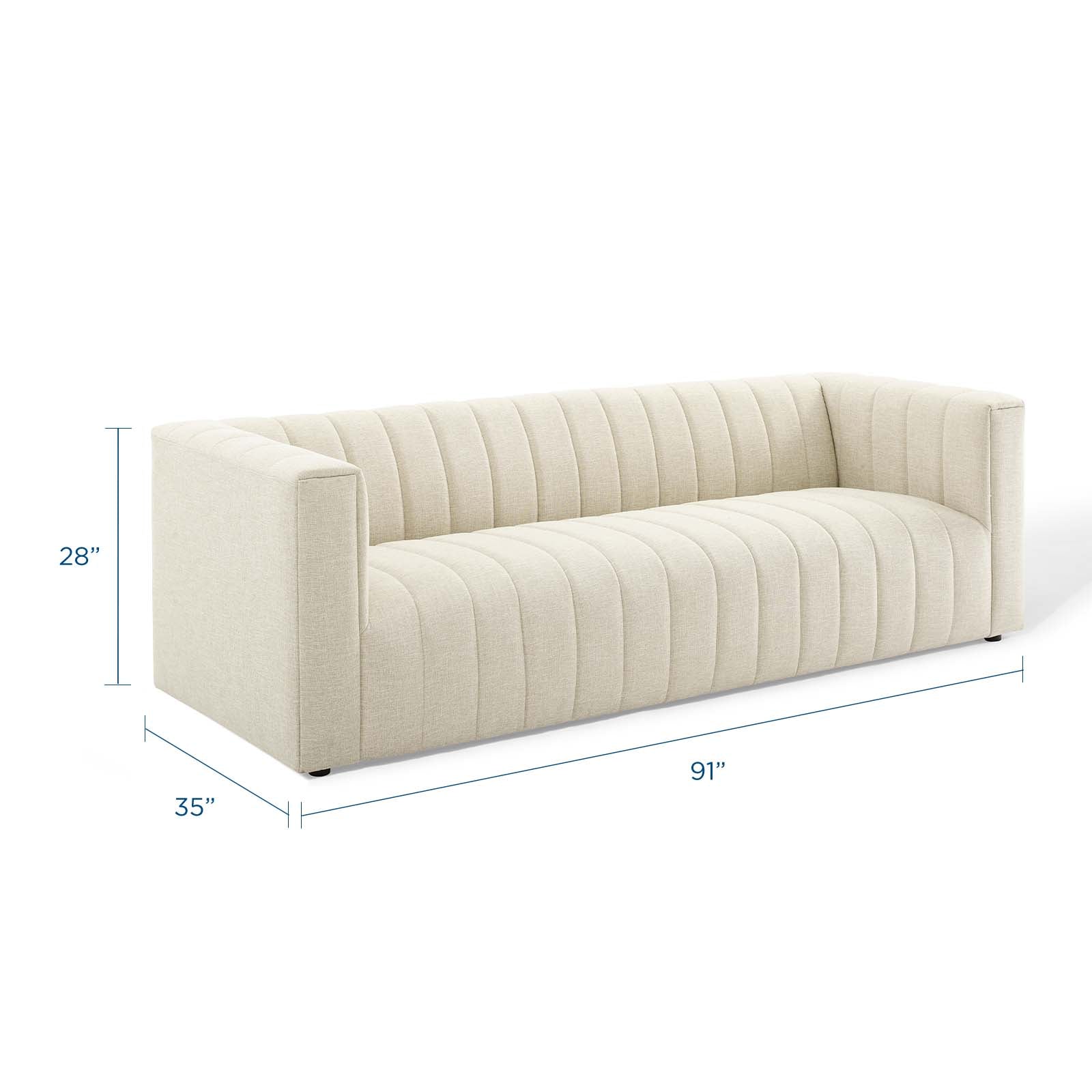 Modway Sofas & Couches - Reflection Channel Tufted Upholstered Fabric Sofa Beige