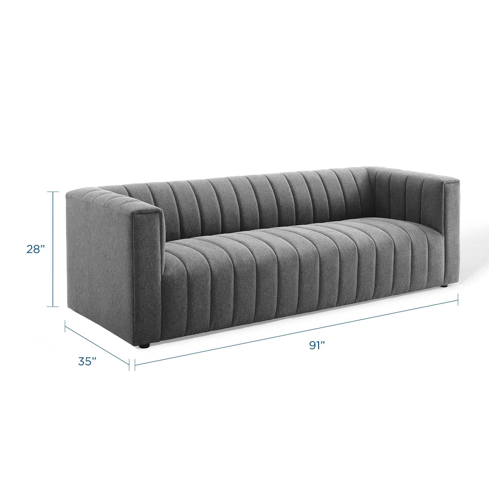 Modway Sofas & Couches - Reflection Channel Tufted Upholstered Fabric Sofa Charcoal