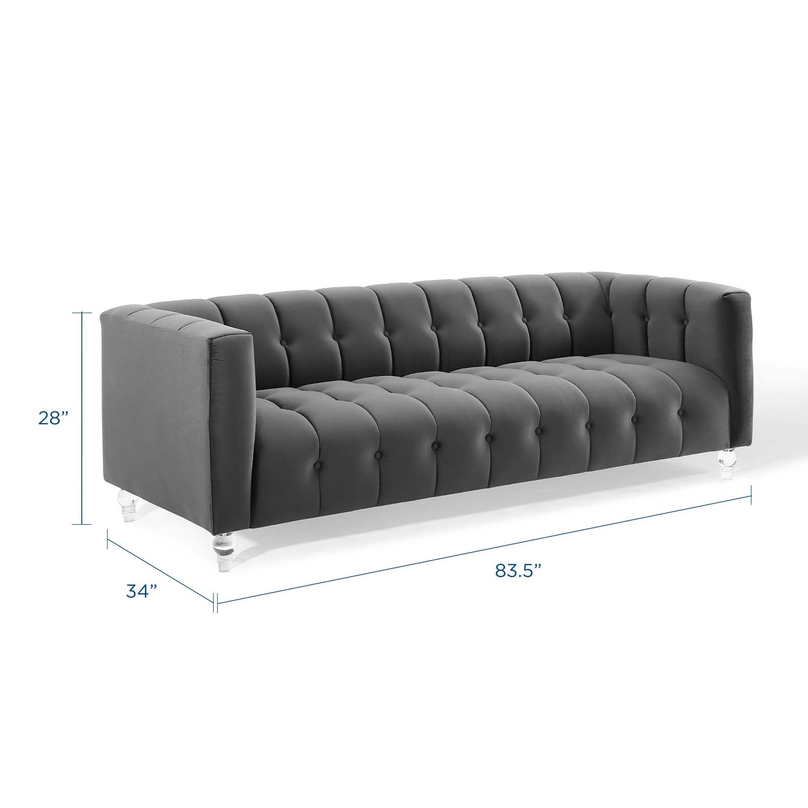 Modway Sofas & Couches - Mesmer Channel Tufted Button Performance Velvet Sofa Charcoal