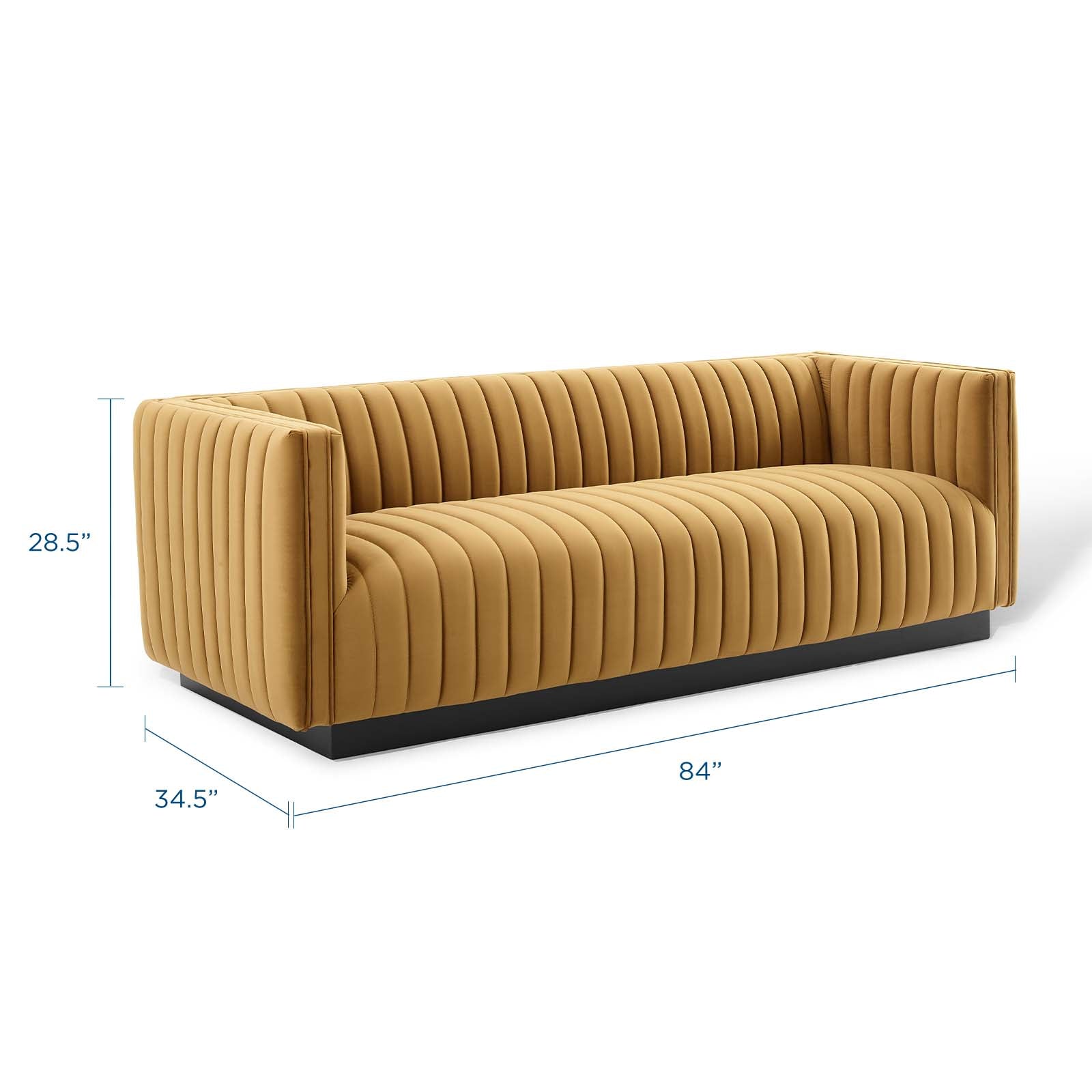 Modway Sofas & Couches - Conjure Channel Tufted Velvet Sofa Cognac