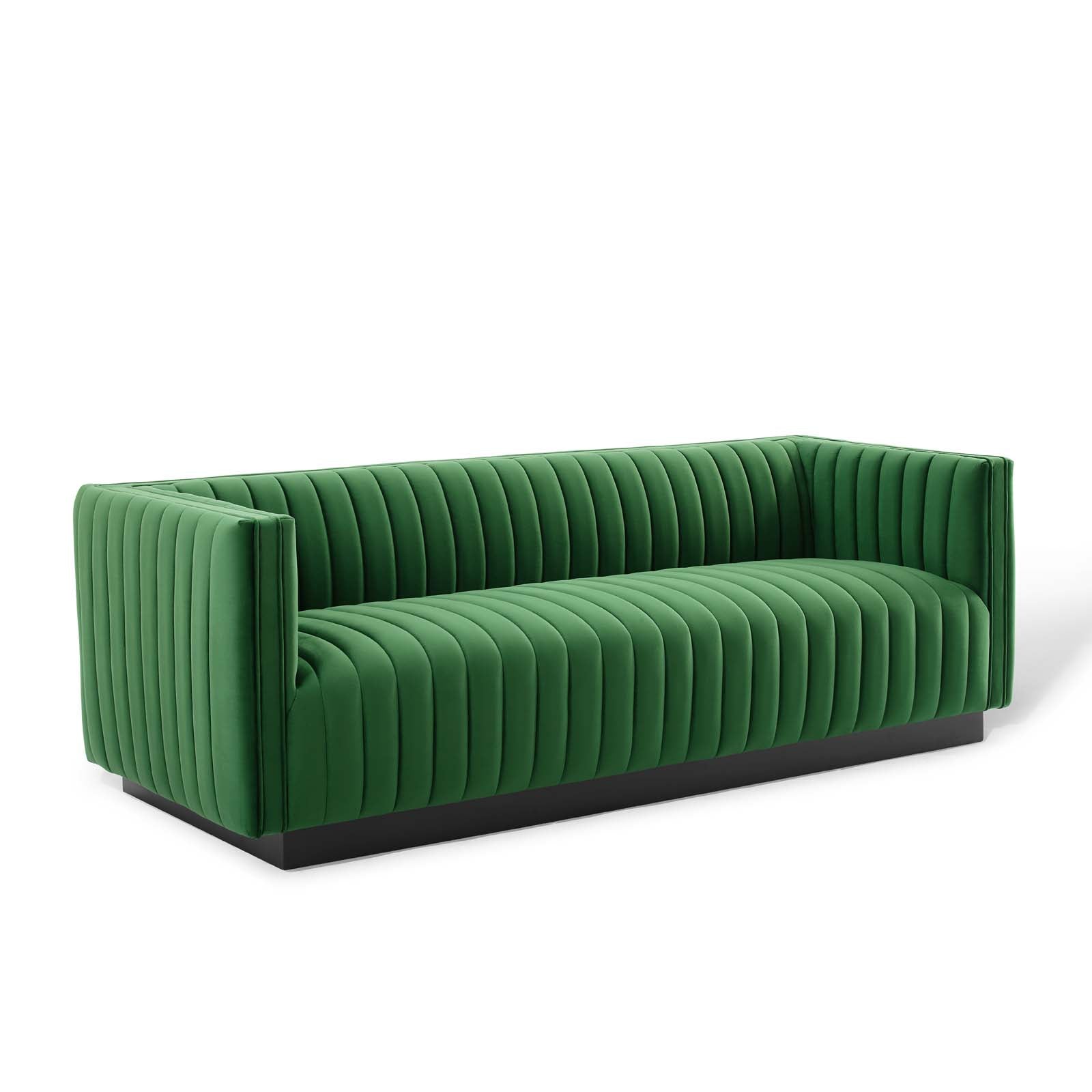 Modway Sofas & Couches - Conjure Channel Tufted Velvet Sofa Emerald