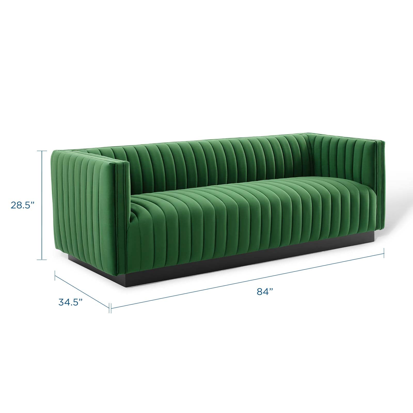Modway Sofas & Couches - Conjure Channel Tufted Velvet Sofa Emerald
