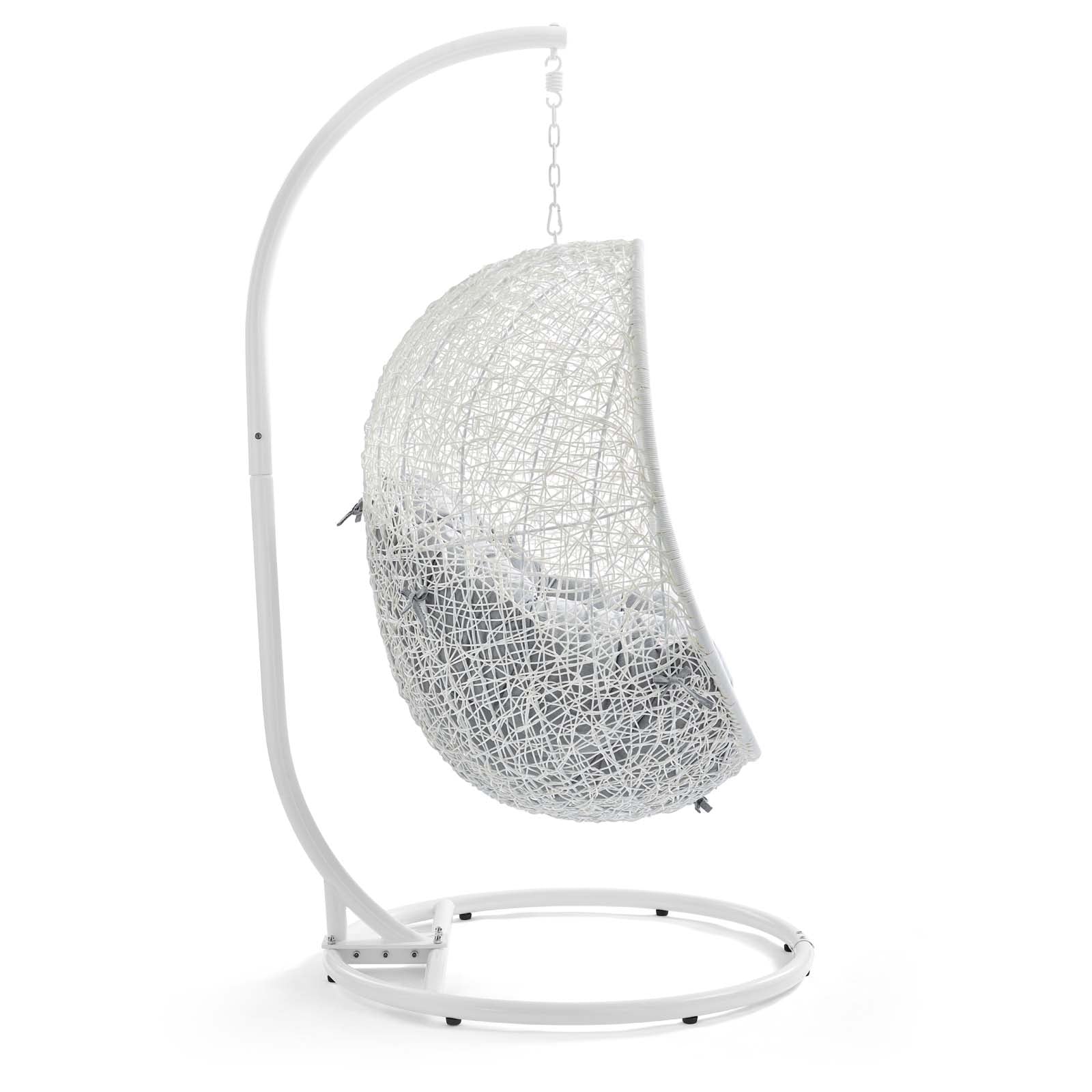 Modway Outdoor Swings - Hide Outdoor Patio Sunbrella Swing Chair With Stand White Gray