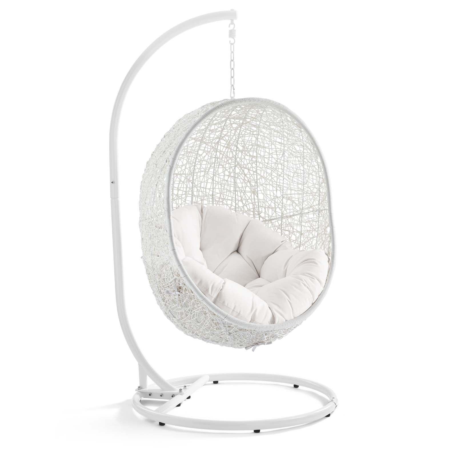 Modway Outdoor Swings - Hide Outdoor Patio Sunbrella Swing Chair With Stand White White