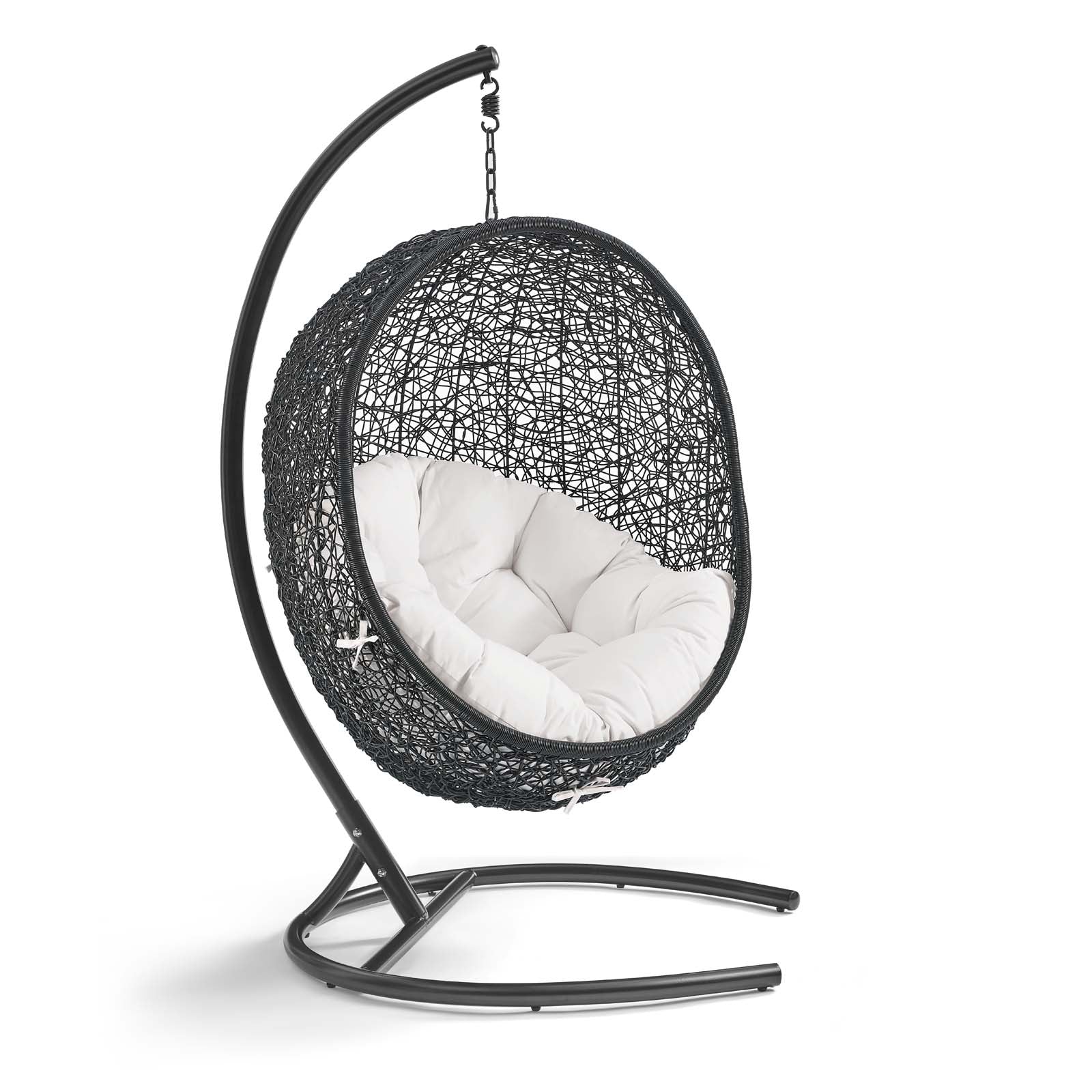 Modway Outdoor Swings - Encase Sunbrella Swing Outdoor Patio Lounge Chair Black White