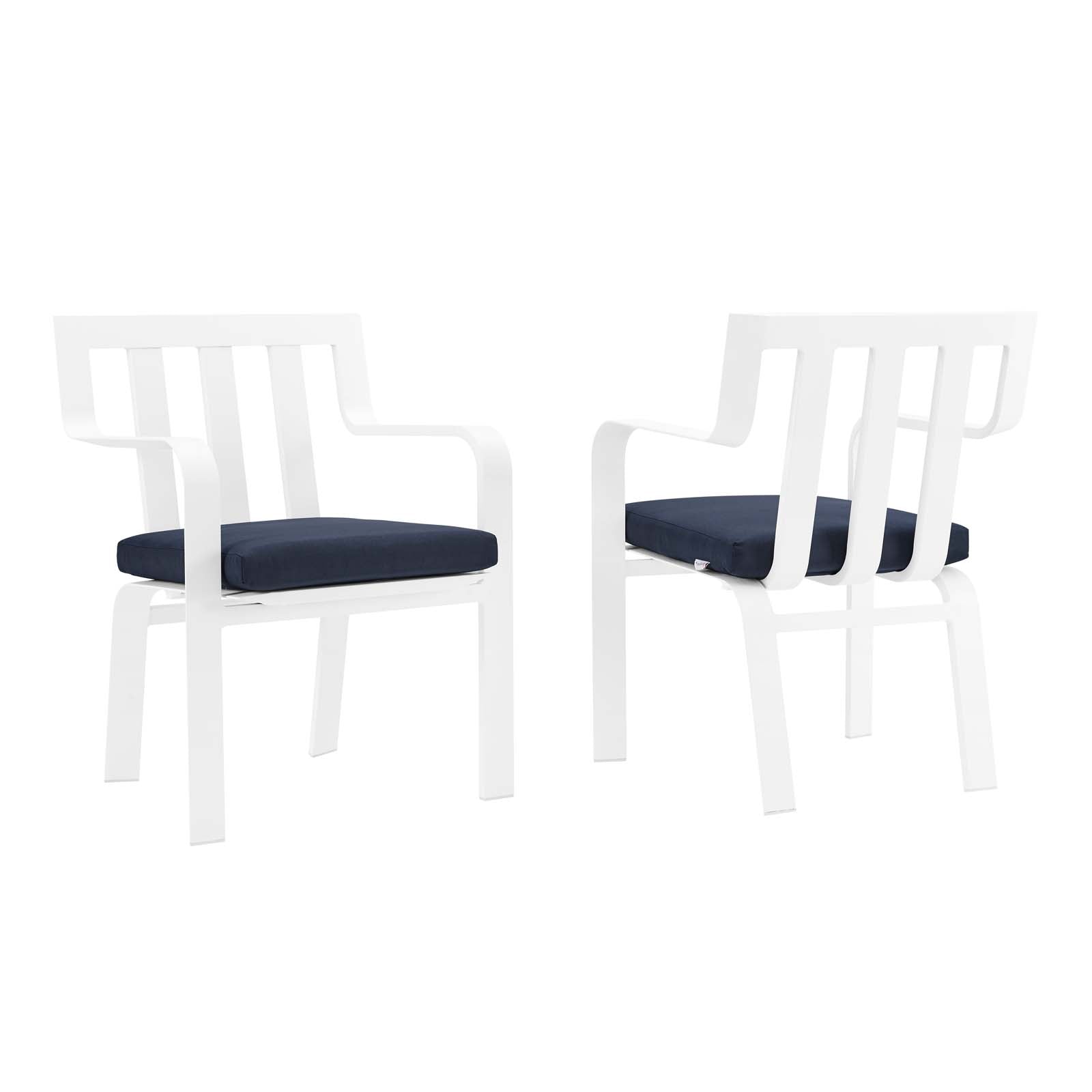 Modway Outdoor Conversation Sets - Baxley Outdoor Patio Aluminum Armchair Set of 2 White Navy