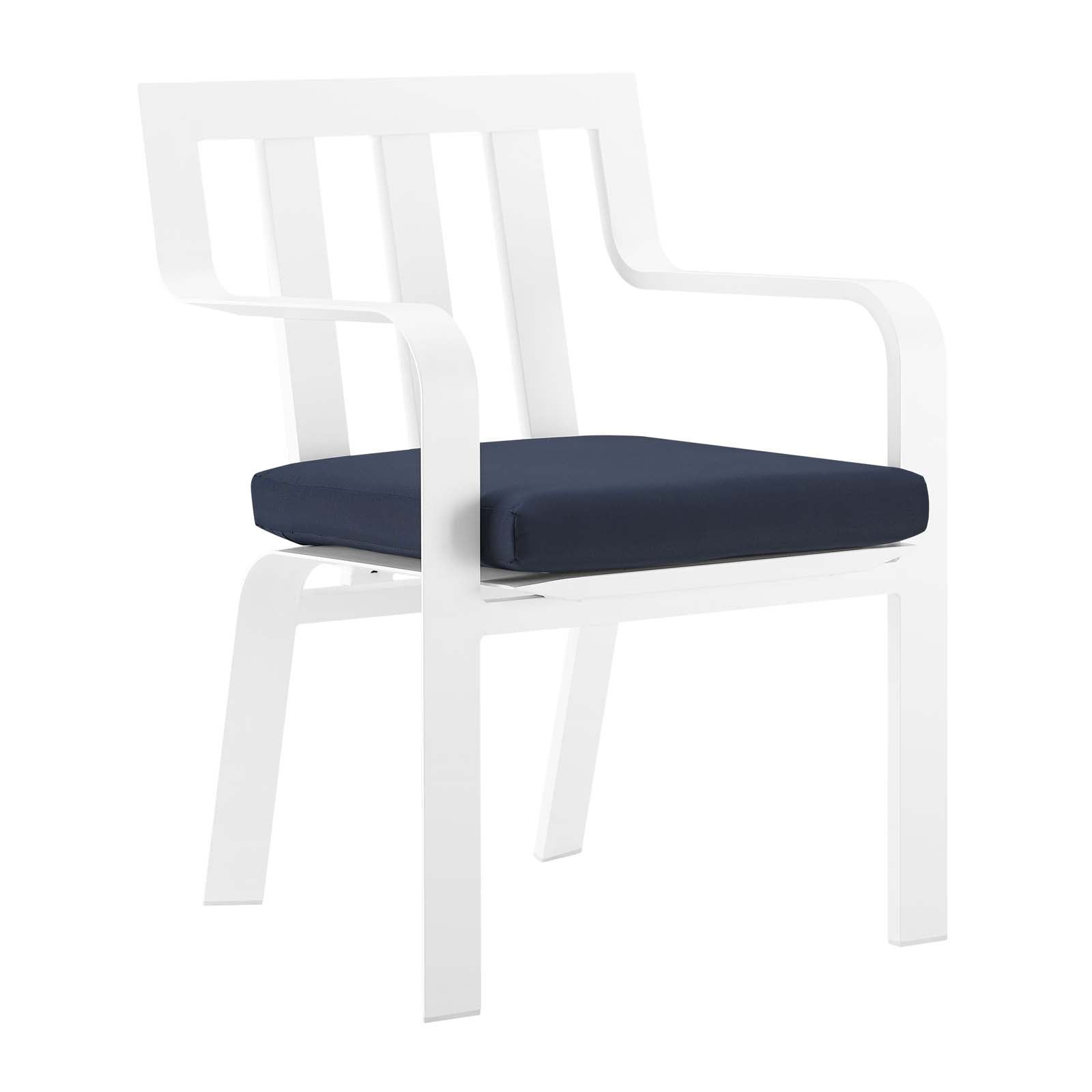 Modway Outdoor Conversation Sets - Baxley Outdoor Patio Aluminum Armchair Set of 2 White Navy