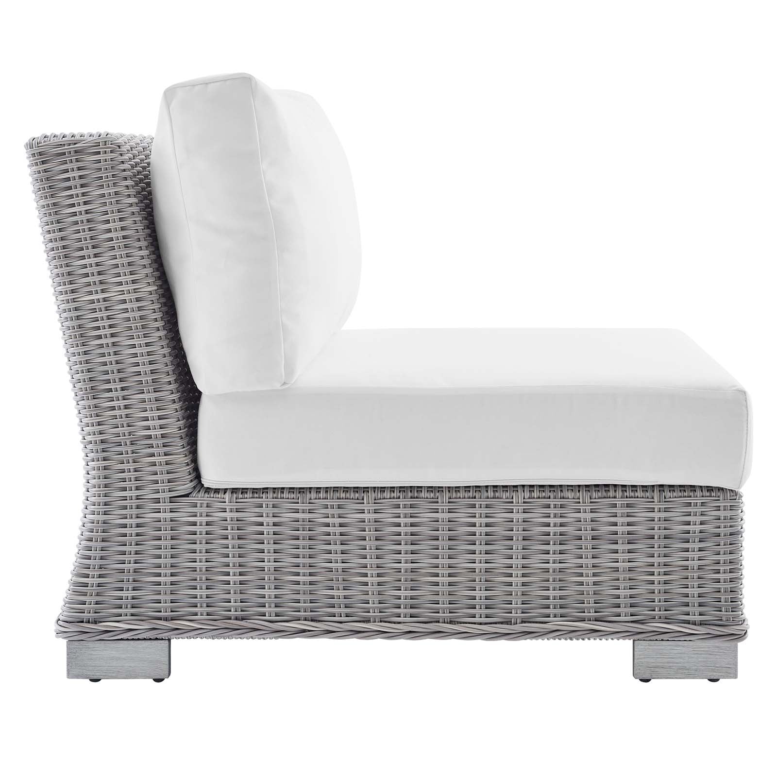 Modway Outdoor Chairs - Conway Sunbrella Outdoor Patio Wicker Rattan Armless Chair Light Gray White