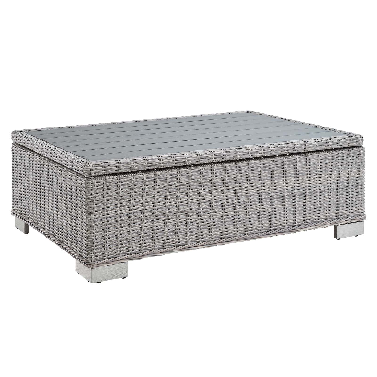 Modway Outdoor Coffee Tables - Conway 45" Outdoor Patio Wicker Rattan Coffee Table Light Gray