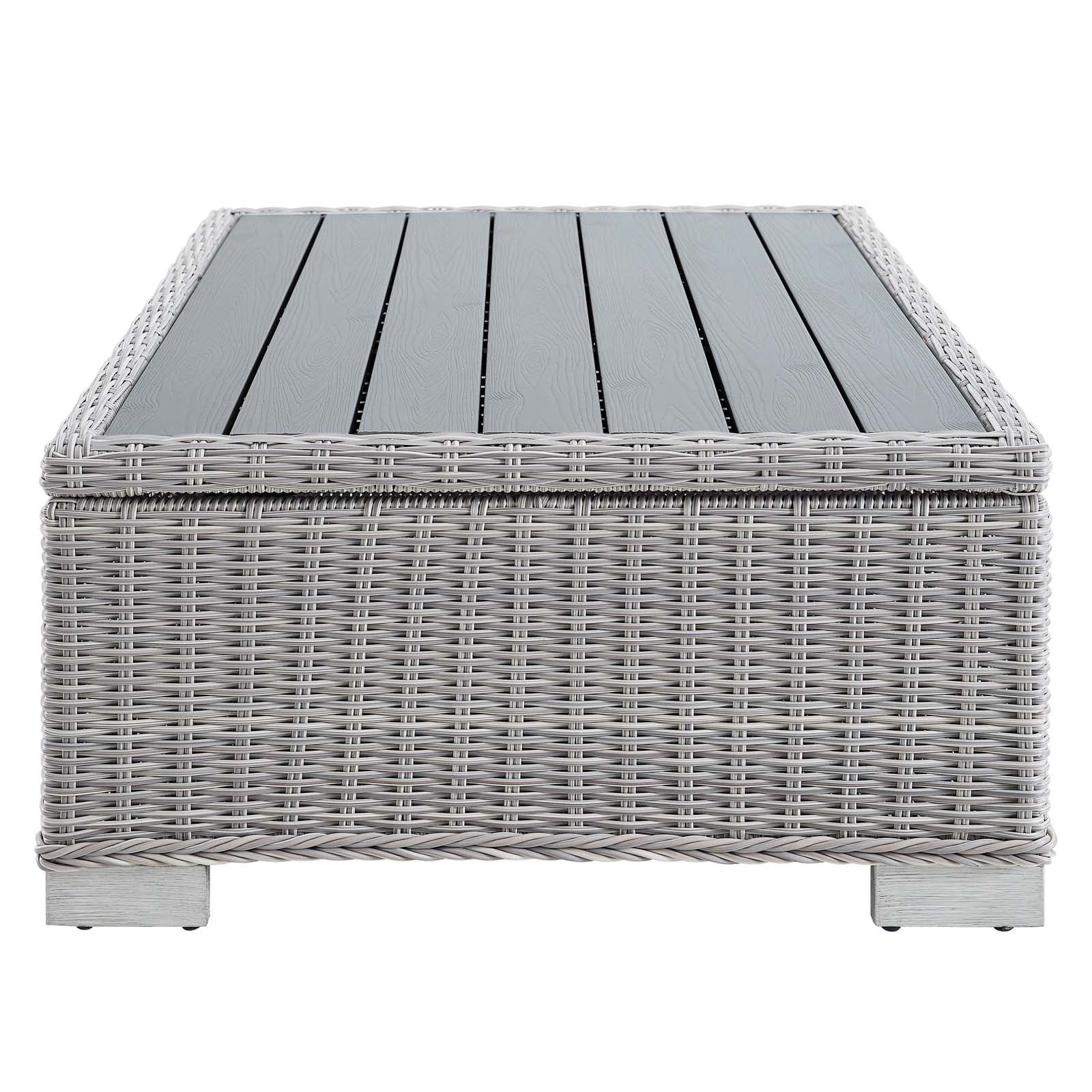 Modway Outdoor Coffee Tables - Conway 45" Outdoor Patio Wicker Rattan Coffee Table Light Gray