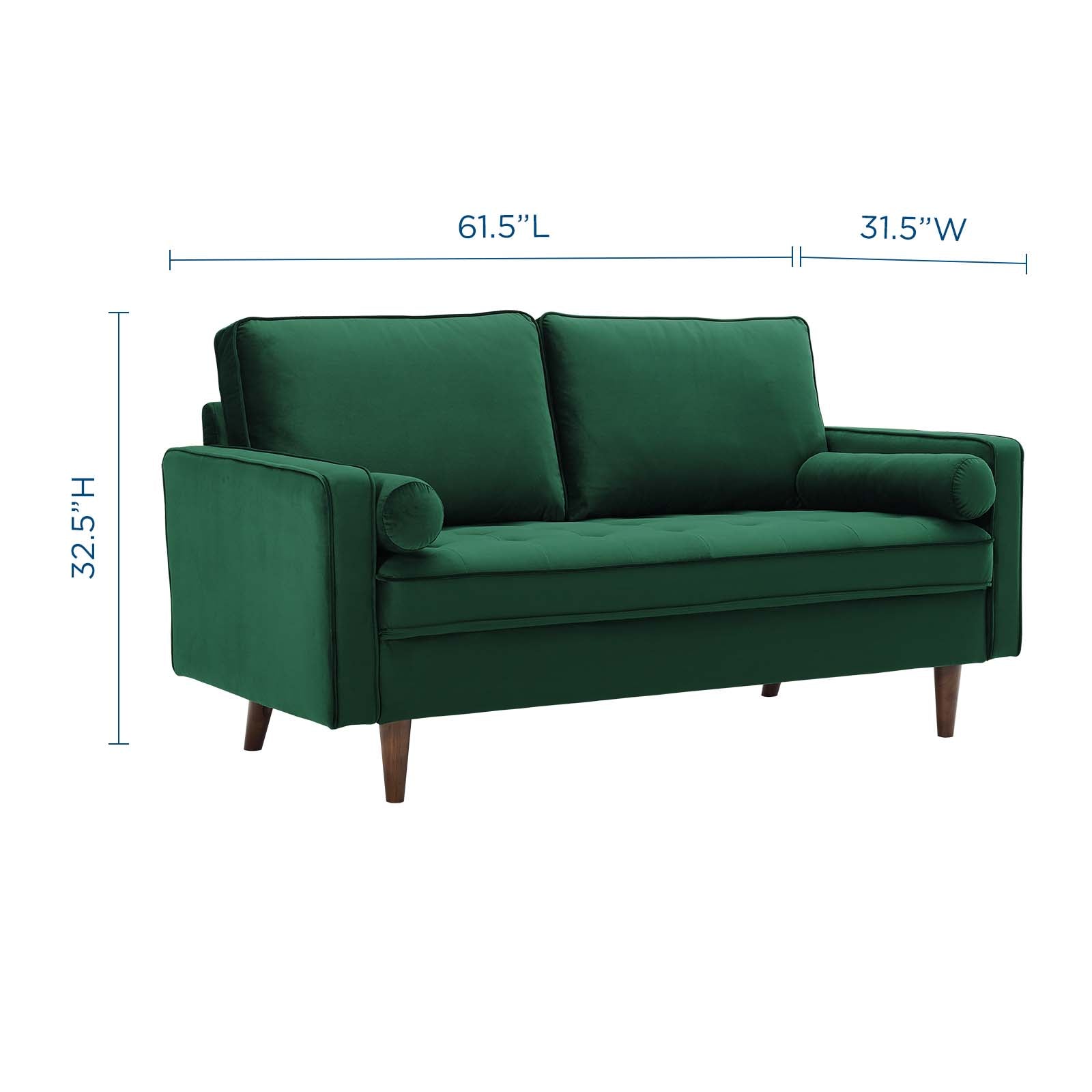 Modway Loveseats - Valour Performance Velvet Loveseat Green