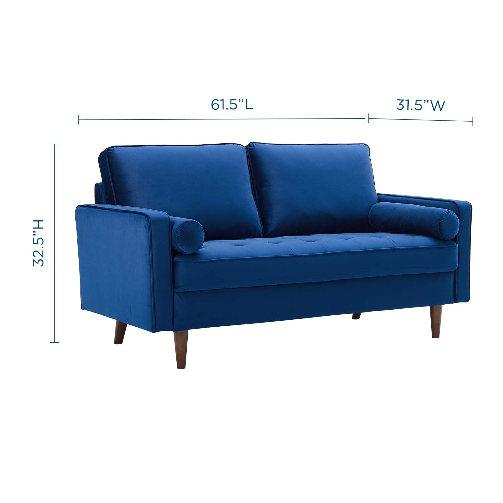 Modway Loveseats - Valour Performance Velvet Loveseat Navy