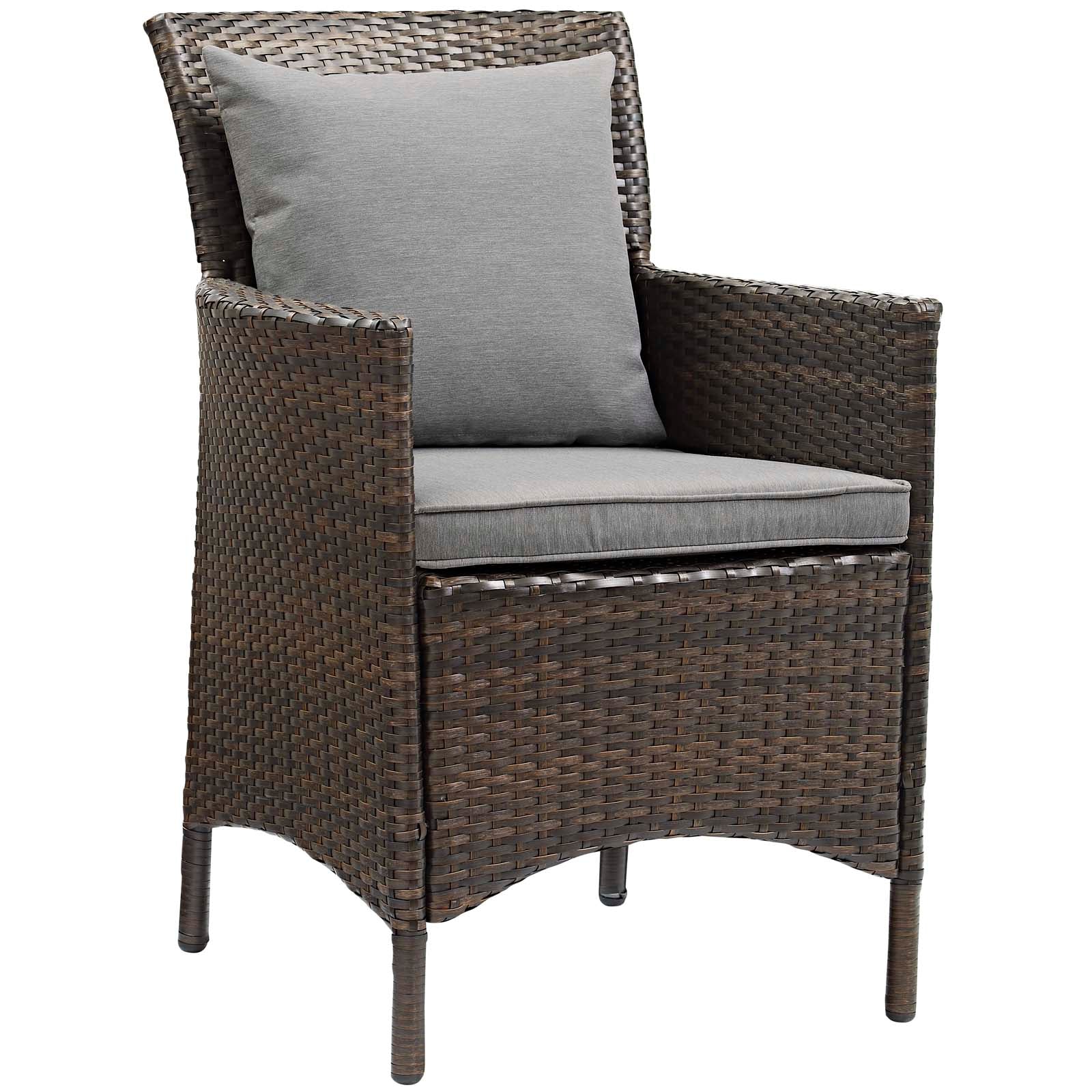Modway Outdoor Chairs - Conduit Outdoor Patio Wicker Rattan Dining Armchair (Set of 2) Brown Gray