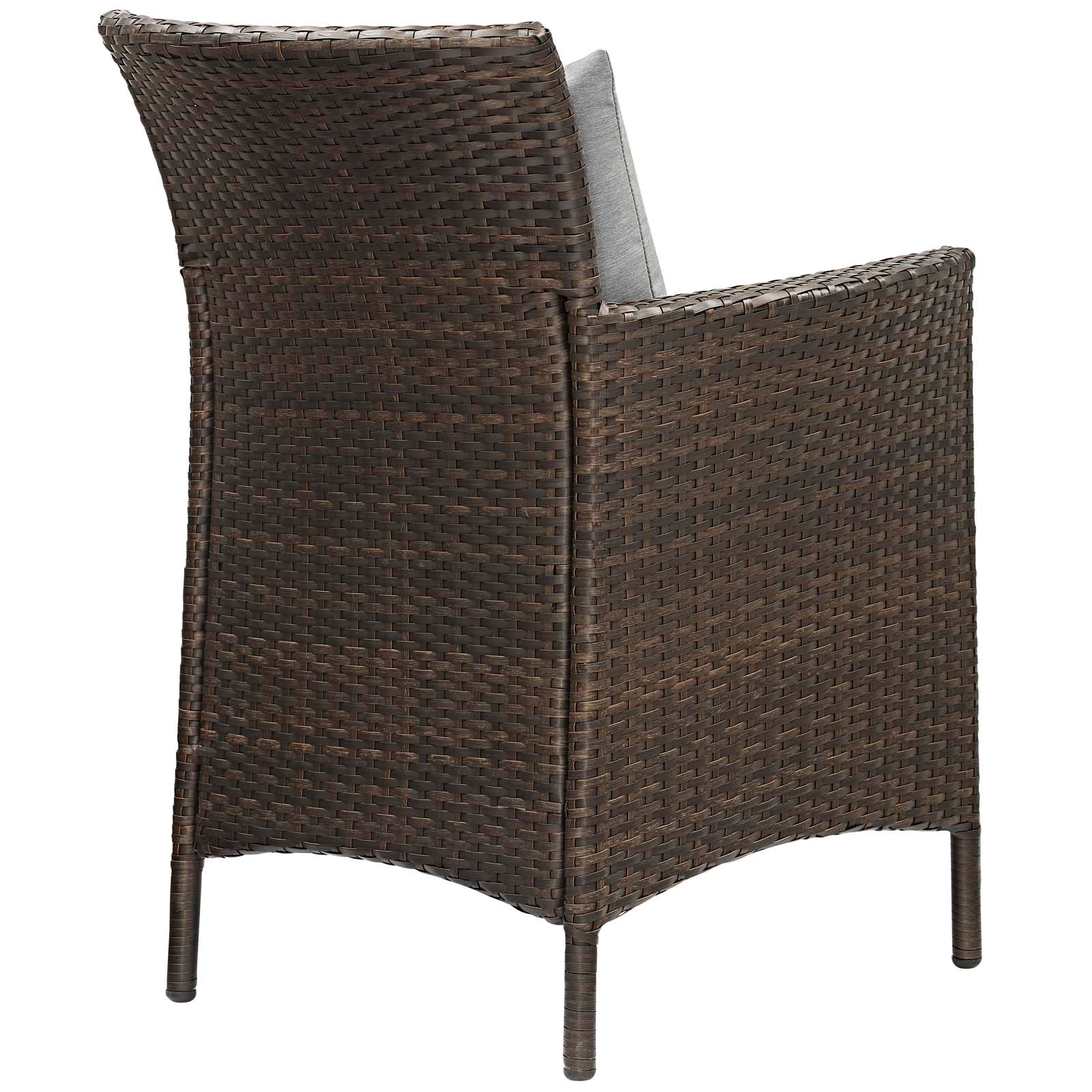 Modway Outdoor Dining Chairs - Conduit Outdoor Patio Wicker Rattan Dining Armchair (Set of 4) Brown | Gray