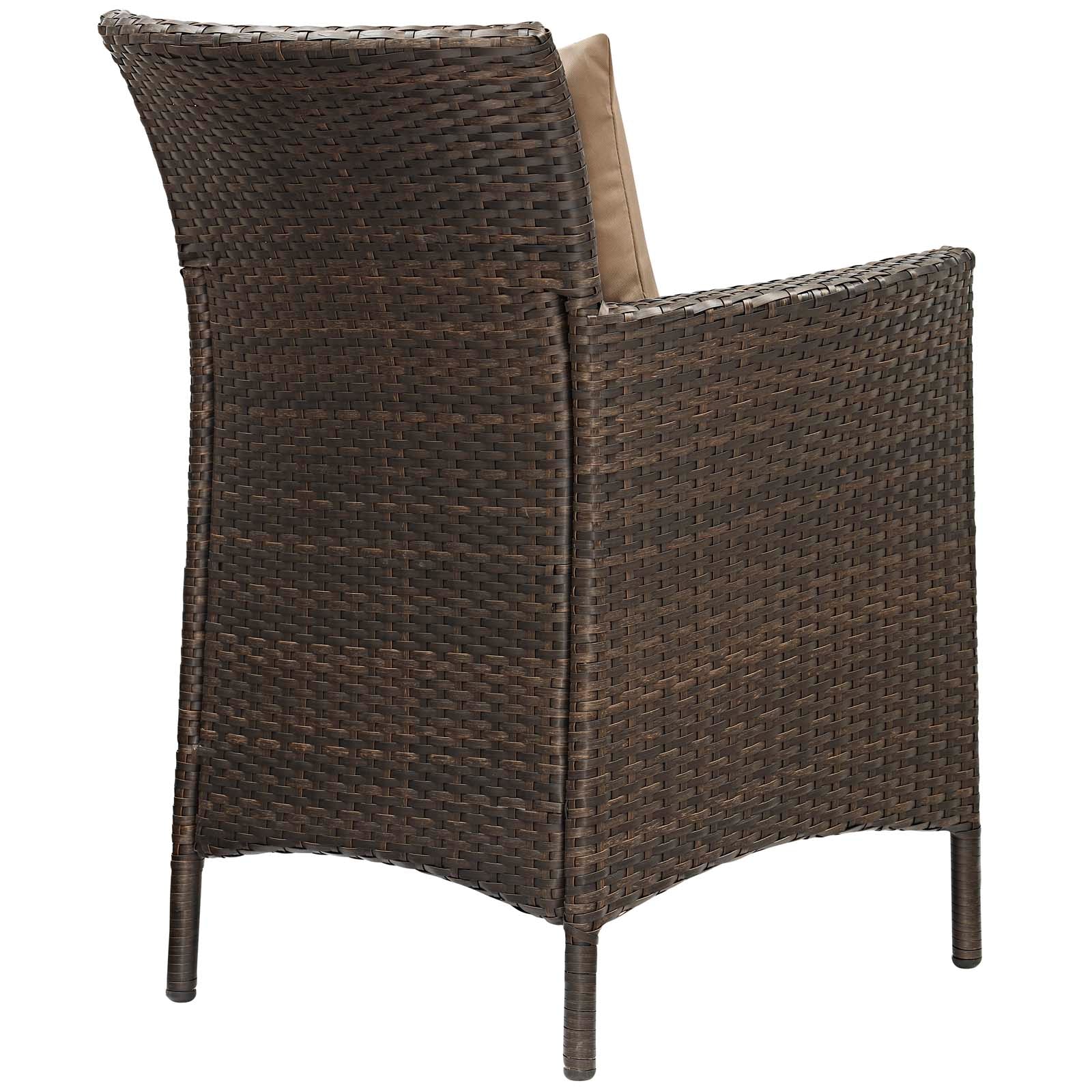Modway Outdoor Dining Chairs - Conduit Outdoor Patio Wicker Rattan Dining Armchair Set of 4 Brown Mocha