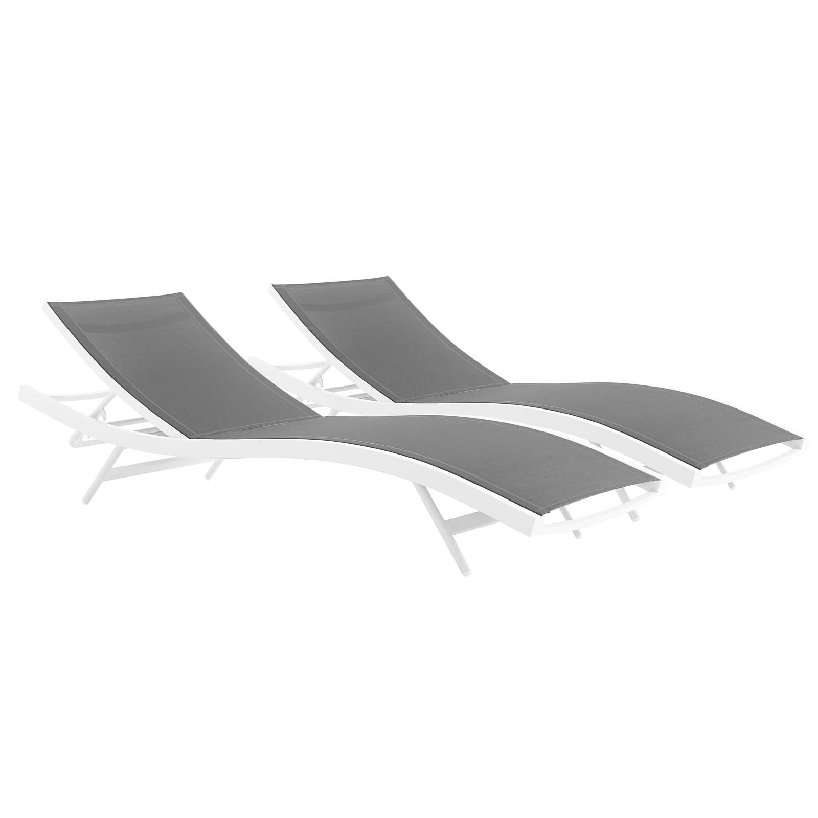 Modway Outdoor Loungers - Glimpse Outdoor Patio Mesh Chaise Lounge White & Gray (Set Of 2)