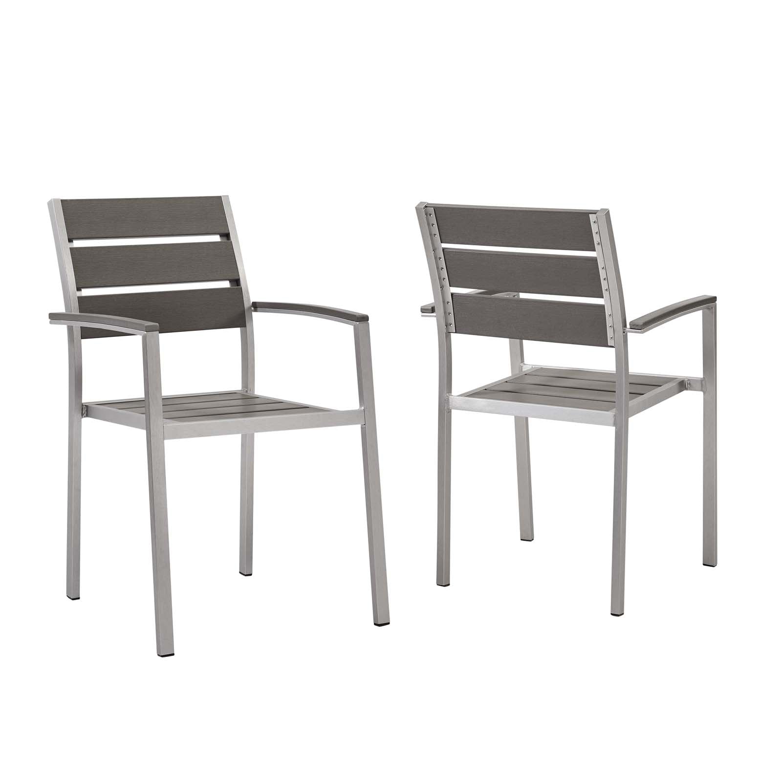 Modway Outdoor Dining Chairs - Shore Dining Chair Silver & Gray (Set of 2)
