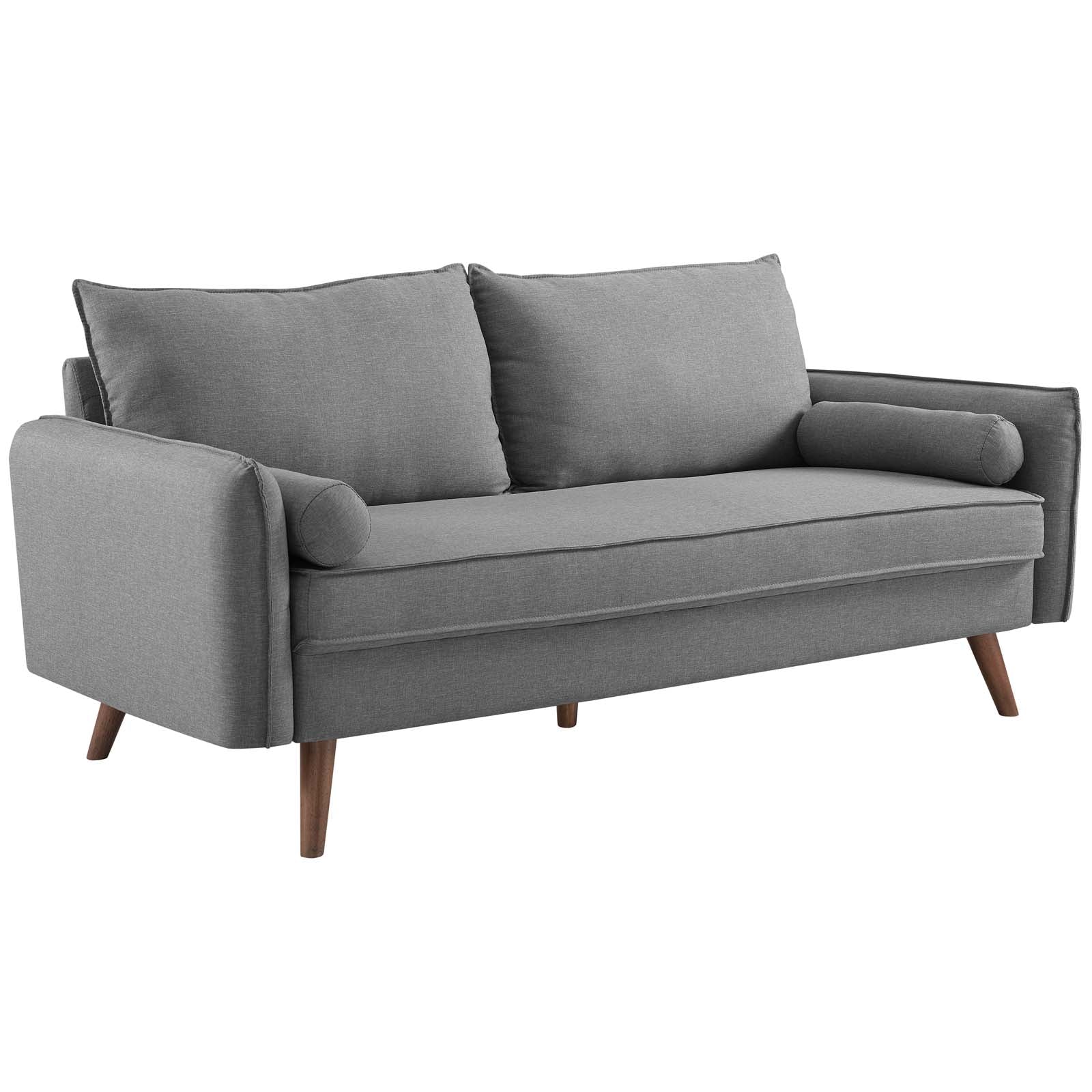 Modway Living Room Sets - Revive Upholstered Fabric Sofa and Loveseat Set Light gray