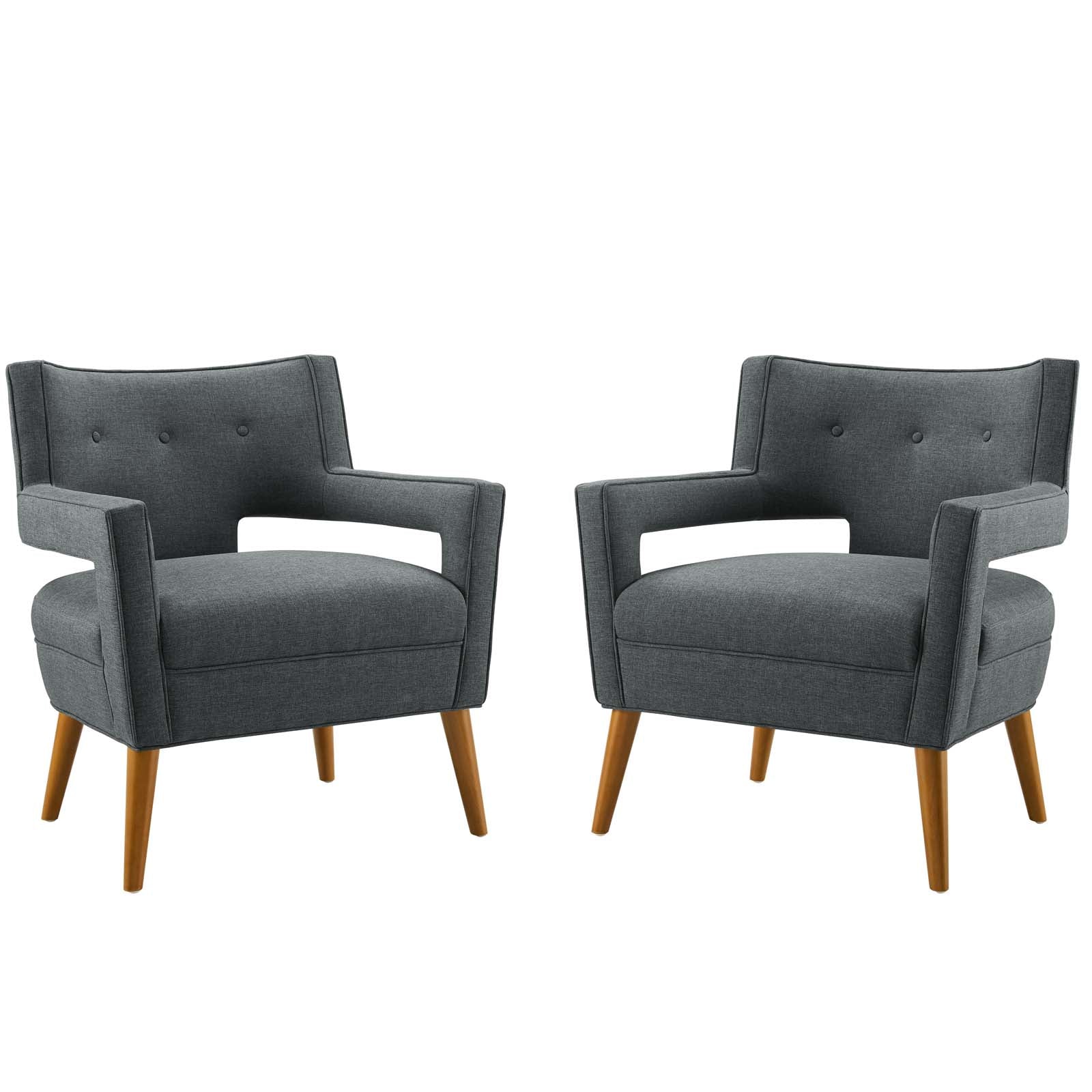 Modway Living Room Sets - Sheer Upholstered Fabric Armchair Set of 2 Gray