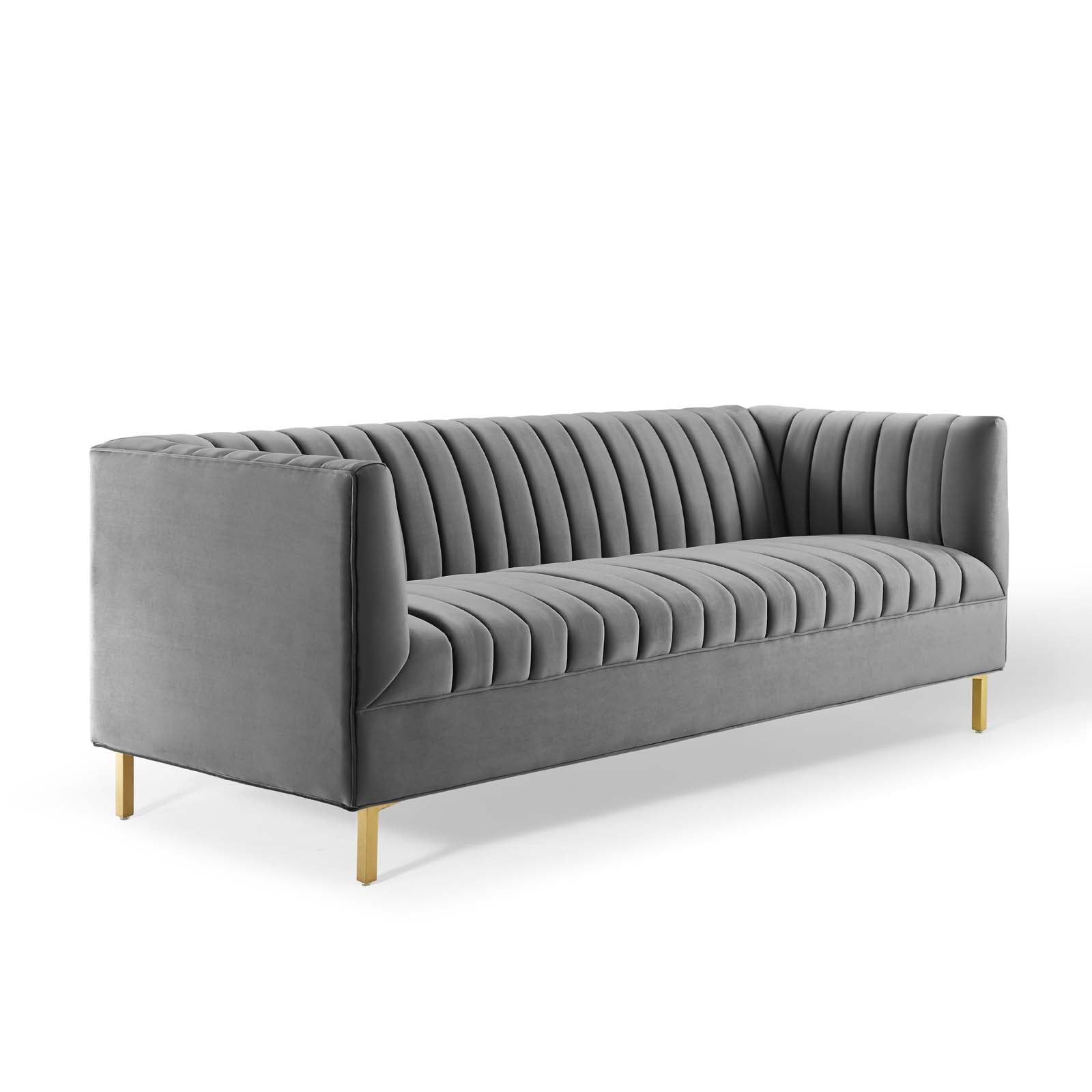Modway Sofas & Couches - Shift Channel Tufted Performance Velvet Sofa Gray