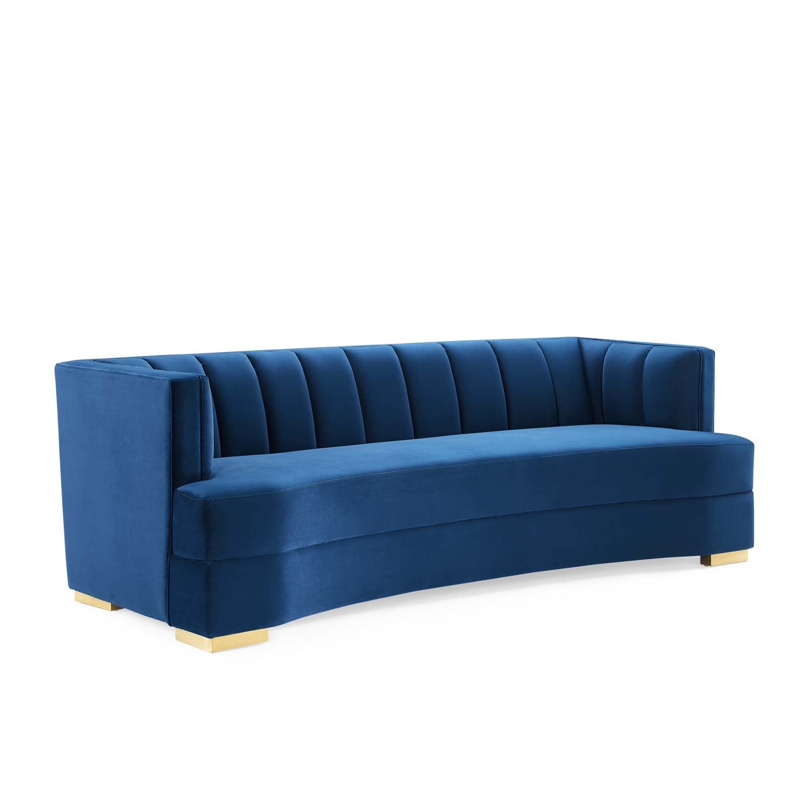 Modway Sofas & Couches - Encompass Channel Tufted Performance Velvet Curved Sofa Navy