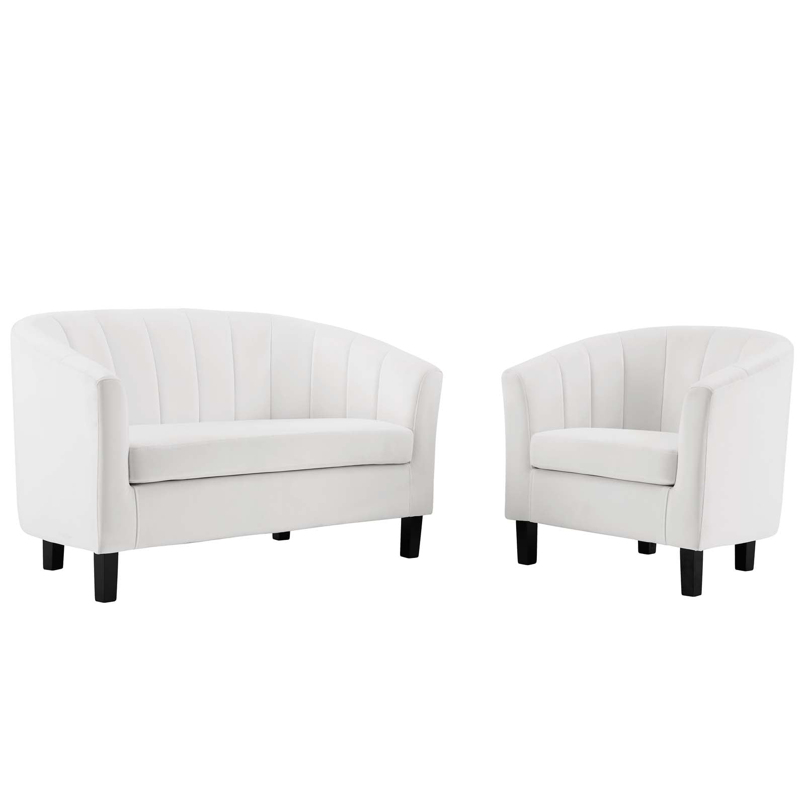 Modway Living Room Sets - Prospect Channel Tufted Performance Velvet Loveseat and Armchair Set White