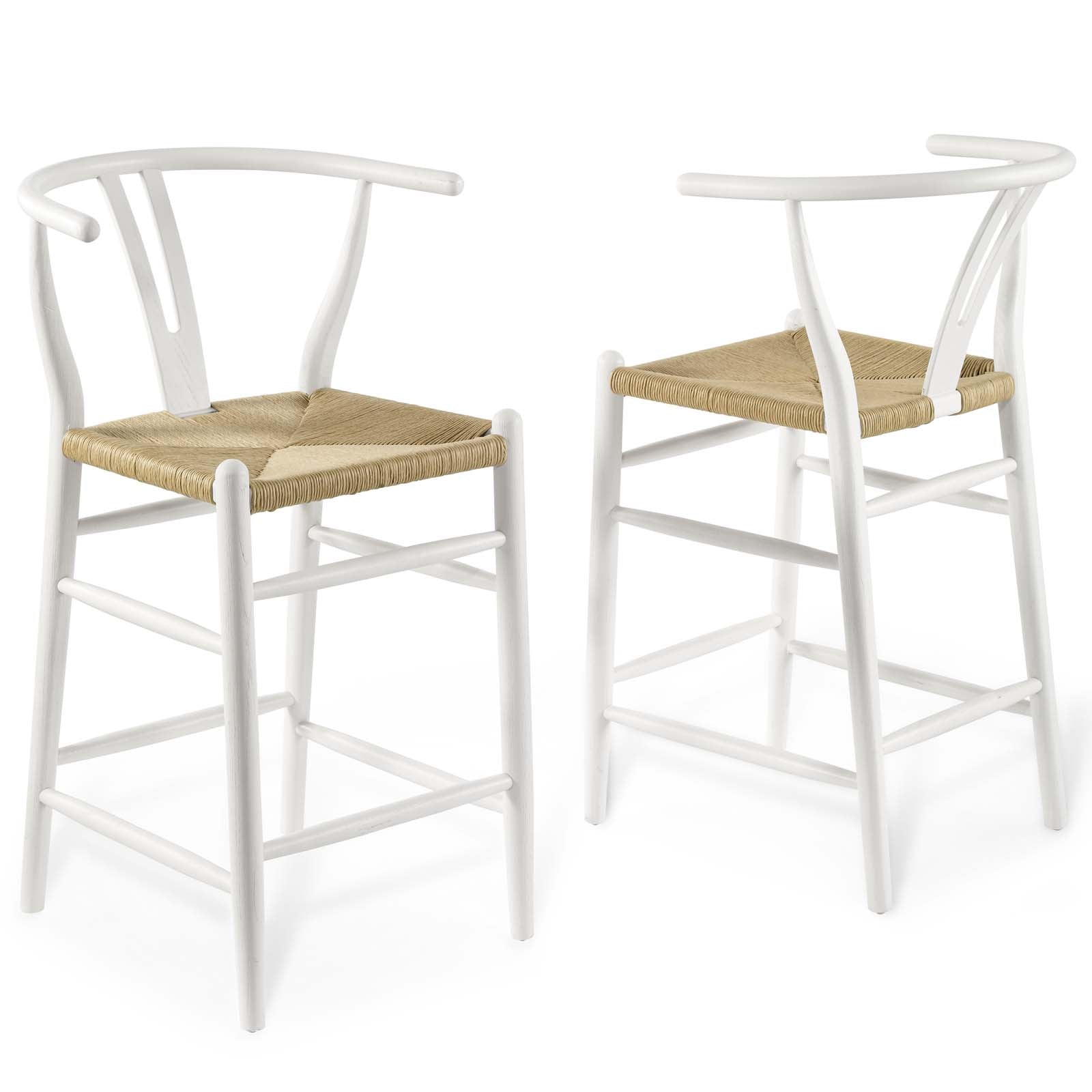 Modway Barstools - Amish Wood Counter Stool ( Set of 2 ) White