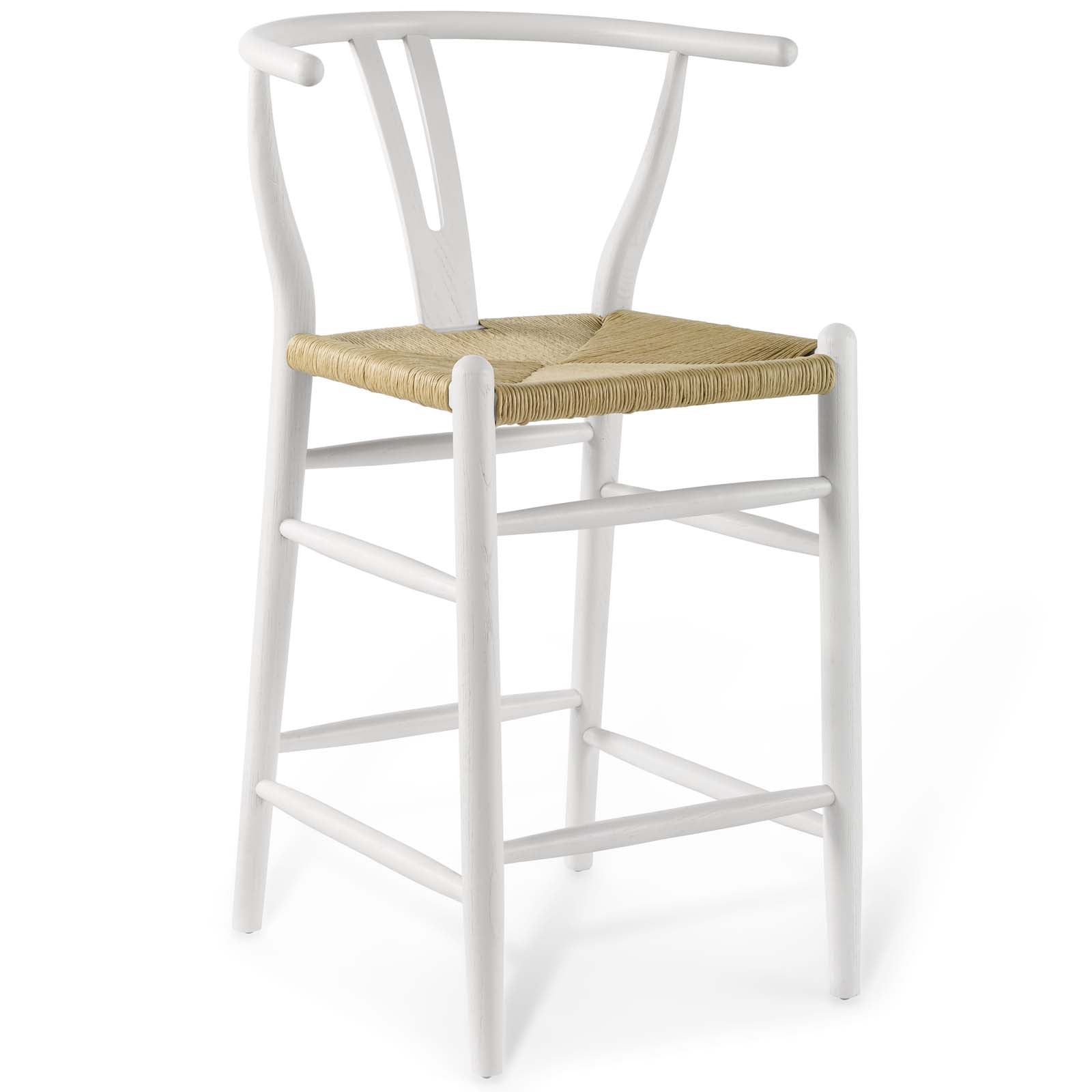 Modway Barstools - Amish Wood Counter Stool ( Set of 2 ) White