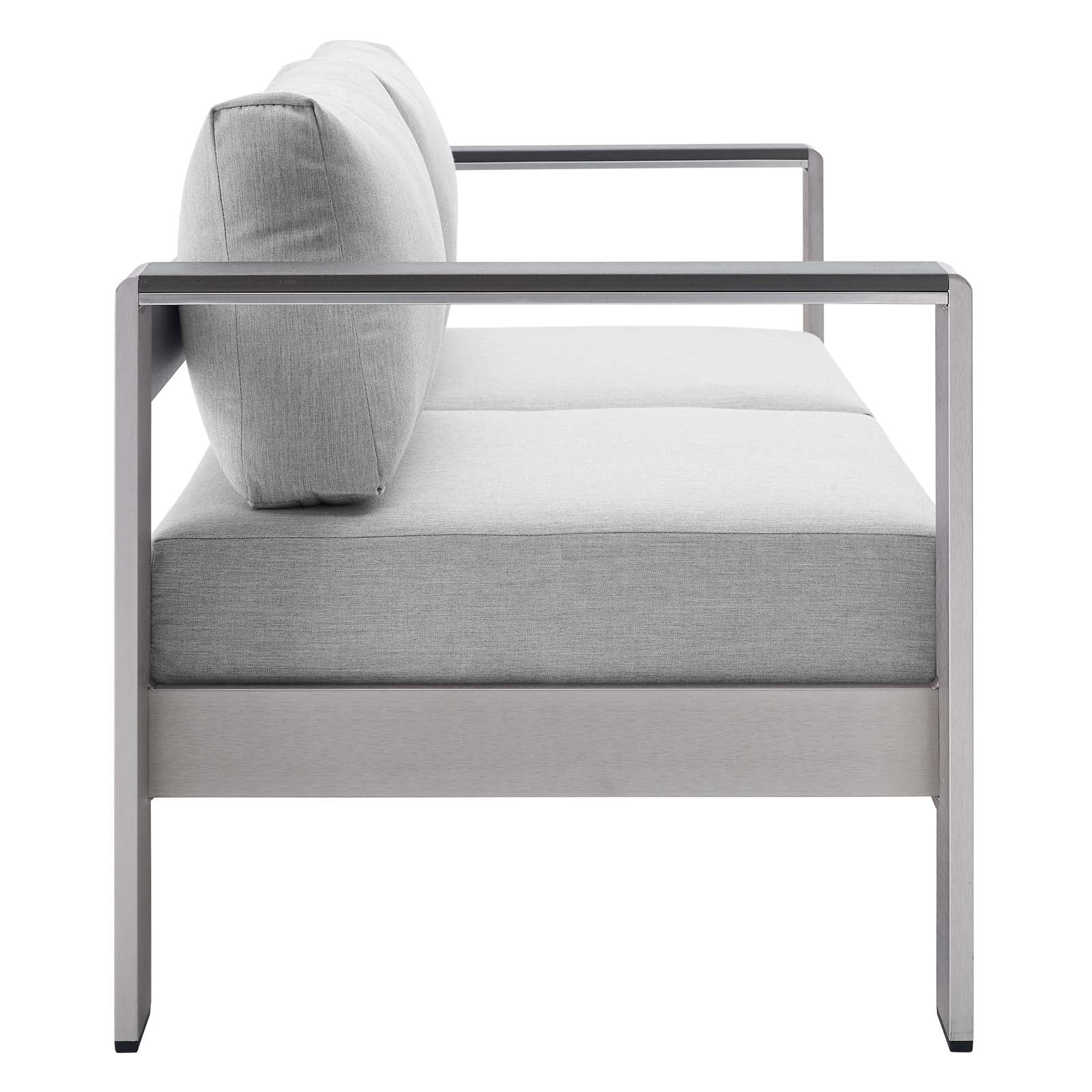 Modway Outdoor Sofas - Shore Sunbrella Fabric Aluminum Outdoor Patio Loveseat Silver Gray